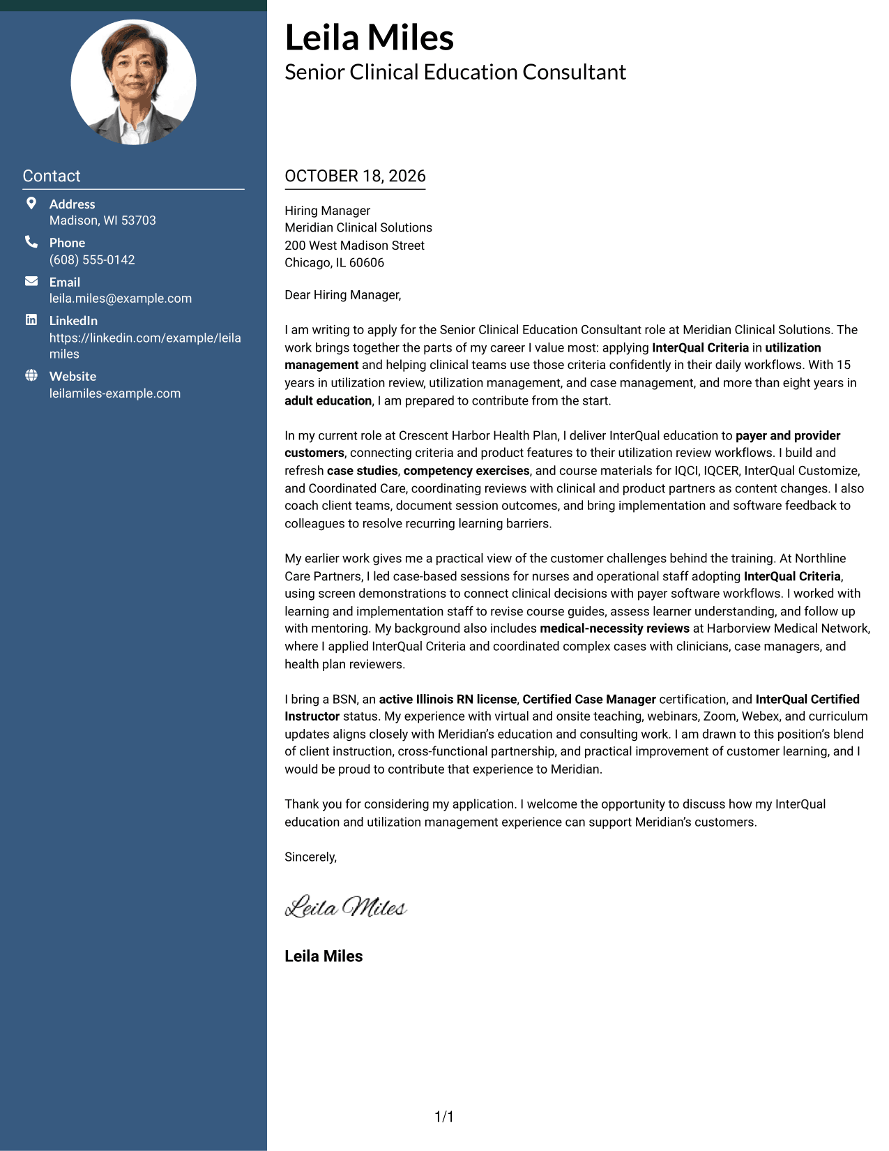 Cover letter example — page 1