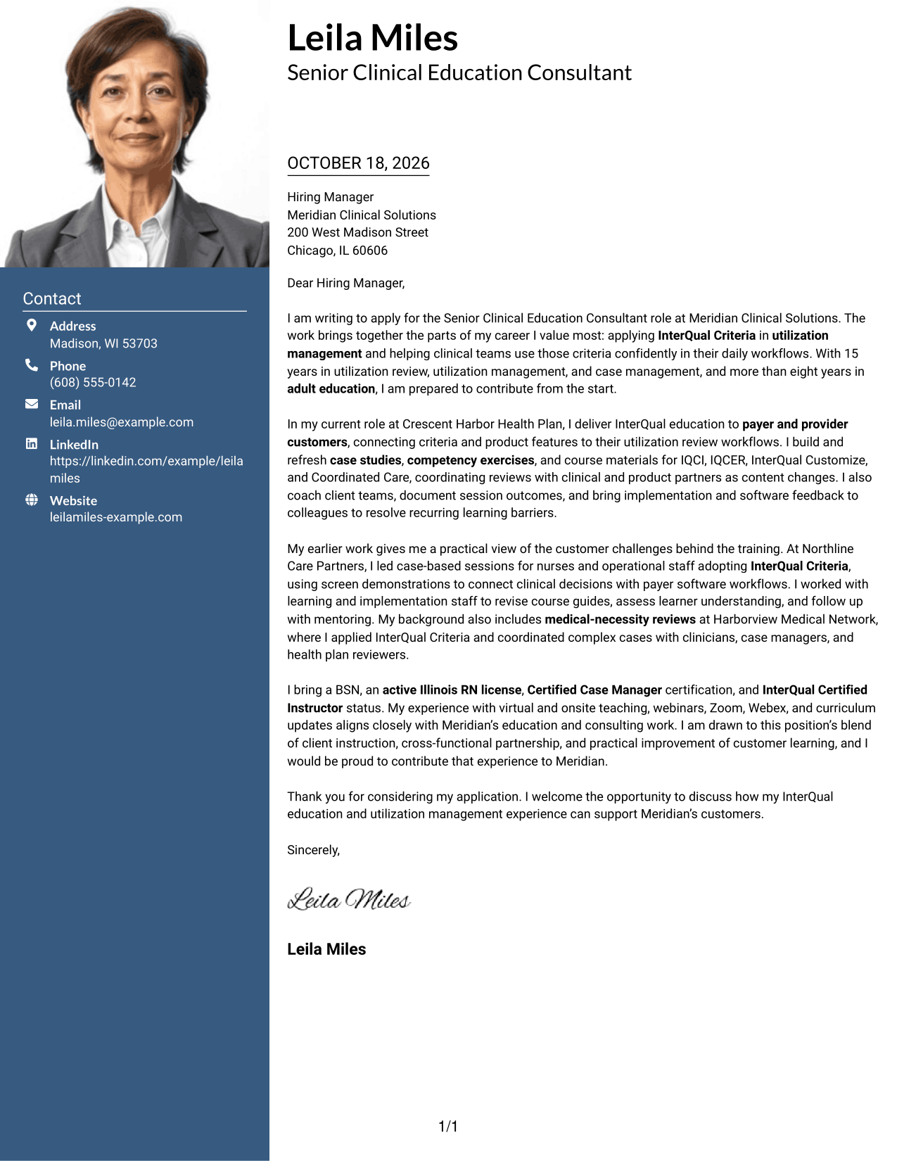 Cover letter example — page 1