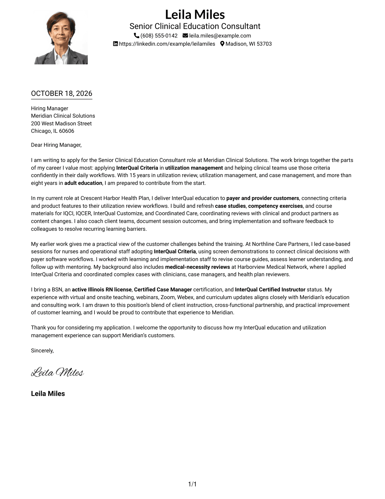 Cover letter example — page 1