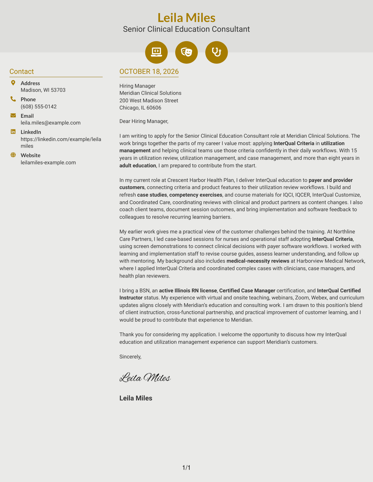 Cover letter example — page 1