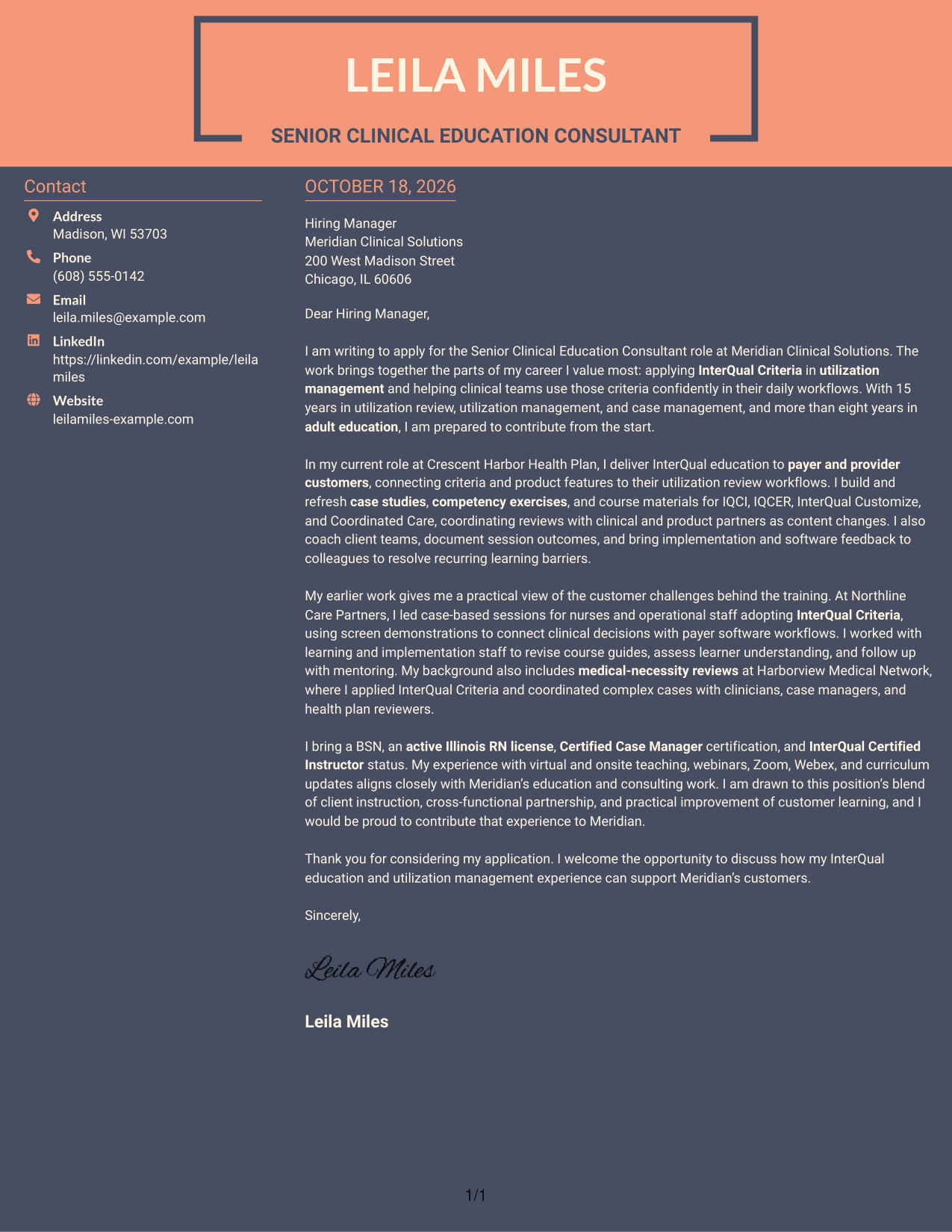 Cover letter example — page 1