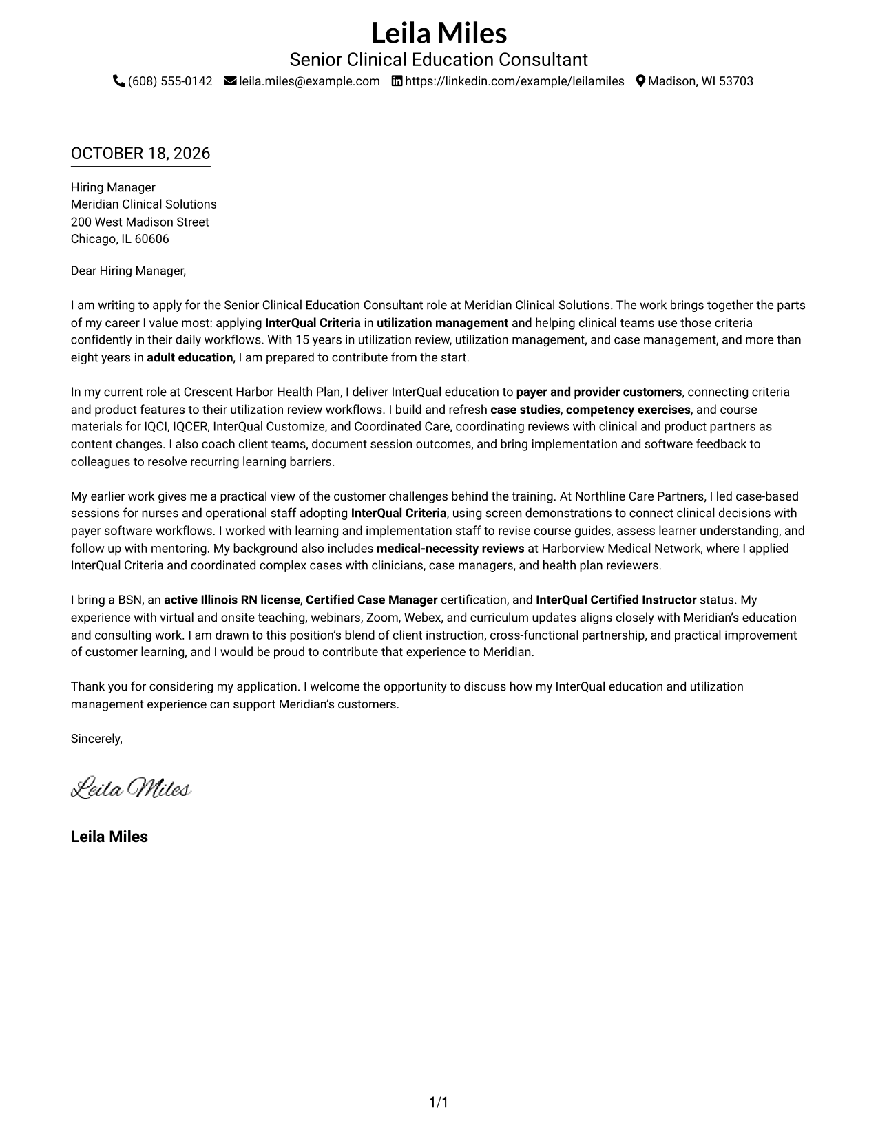 Cover letter example — page 1