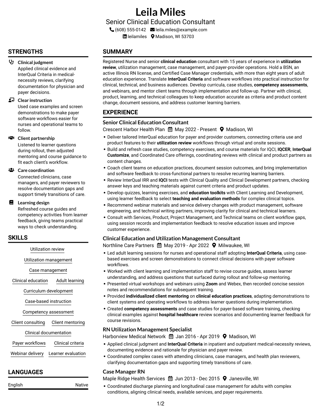 Resume example — page 1