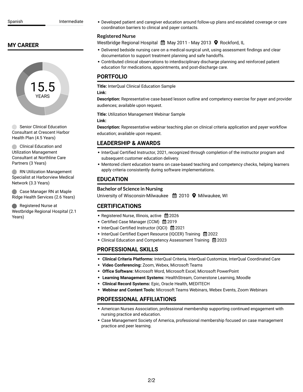 Resume example — page 2