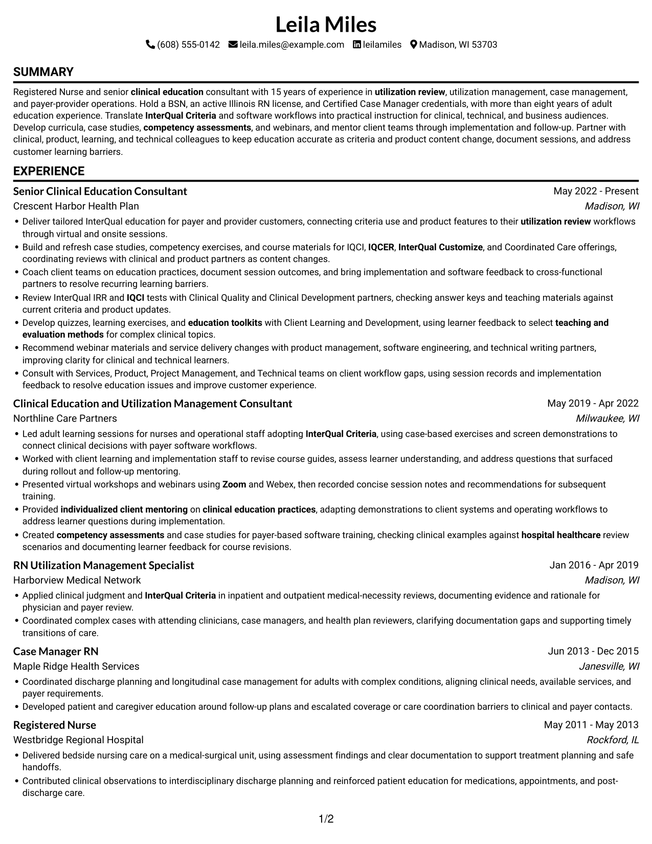 Resume example — page 1