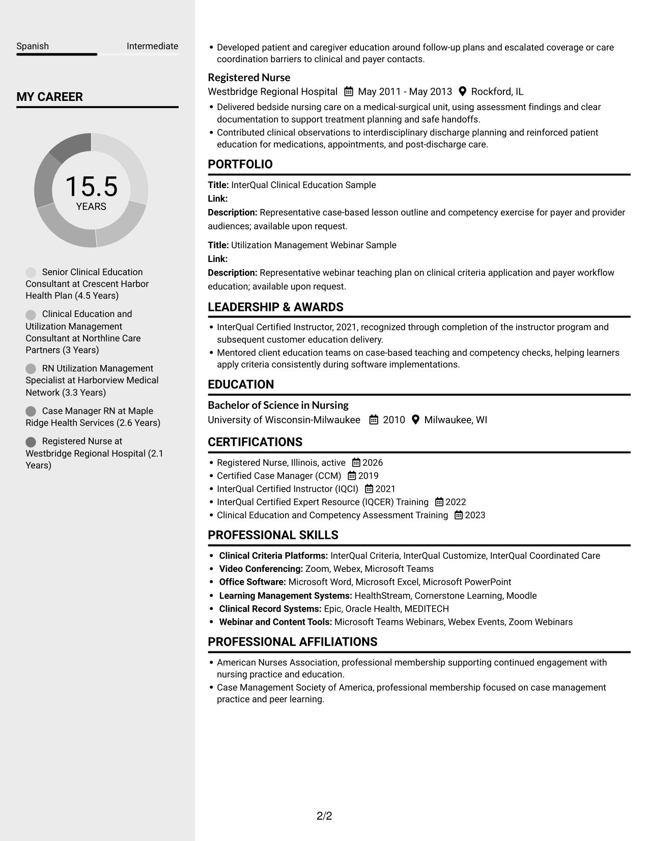 Resume example — page 2