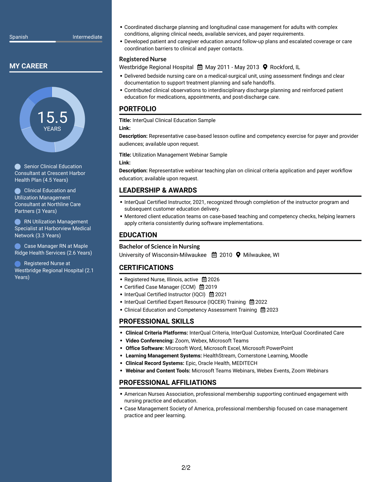 Resume example — page 2