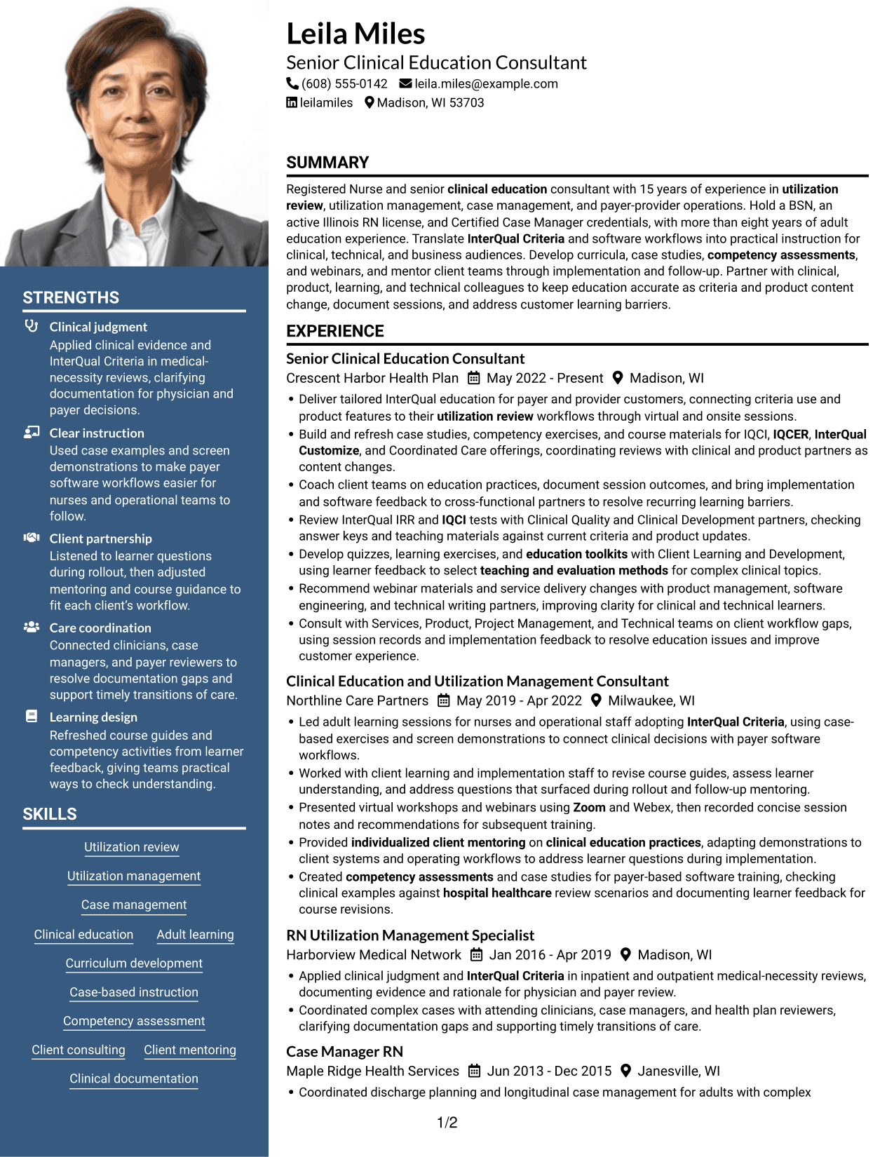 Resume example — page 1