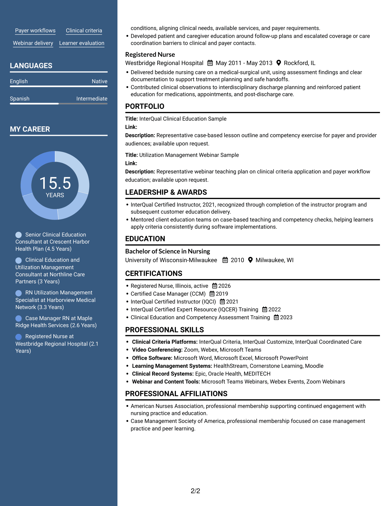 Resume example — page 2