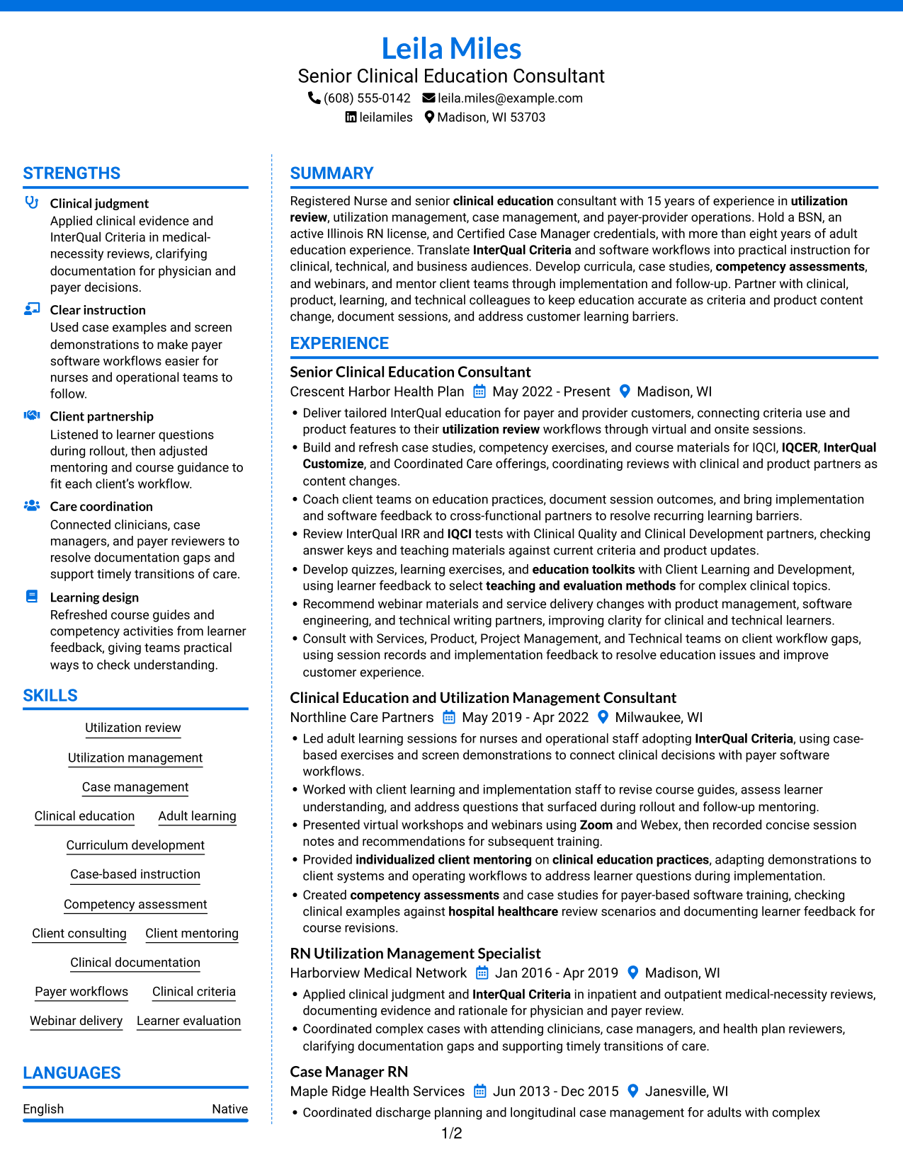 Resume example — page 1