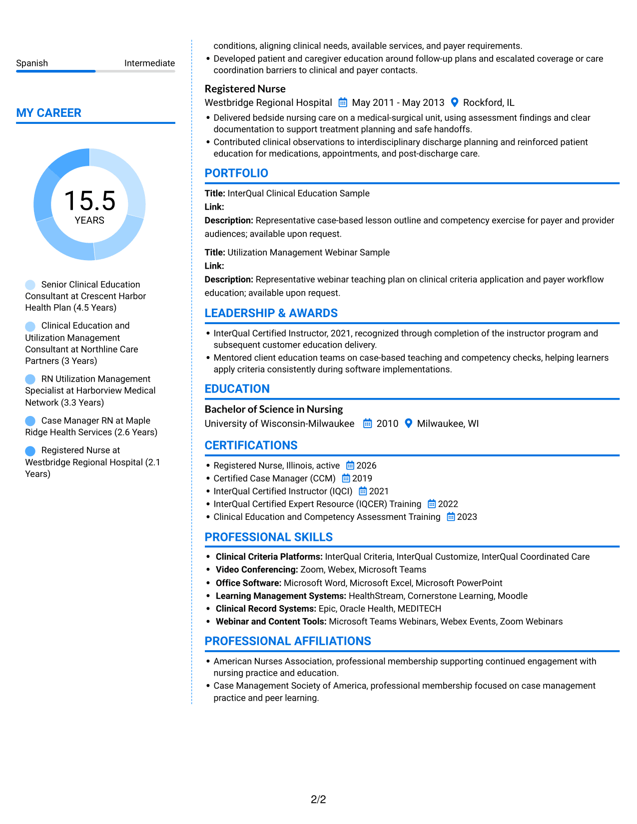 Resume example — page 2