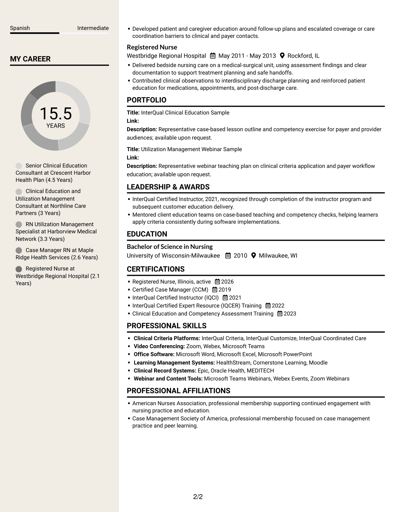 Resume example — page 2