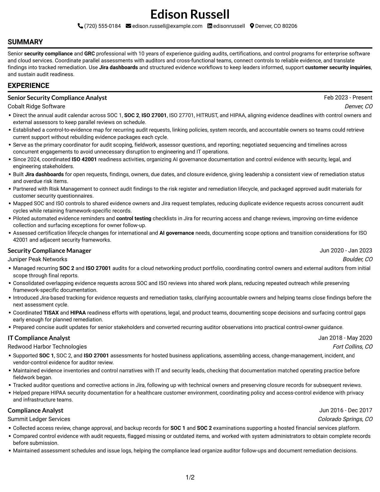 Resume example — page 1