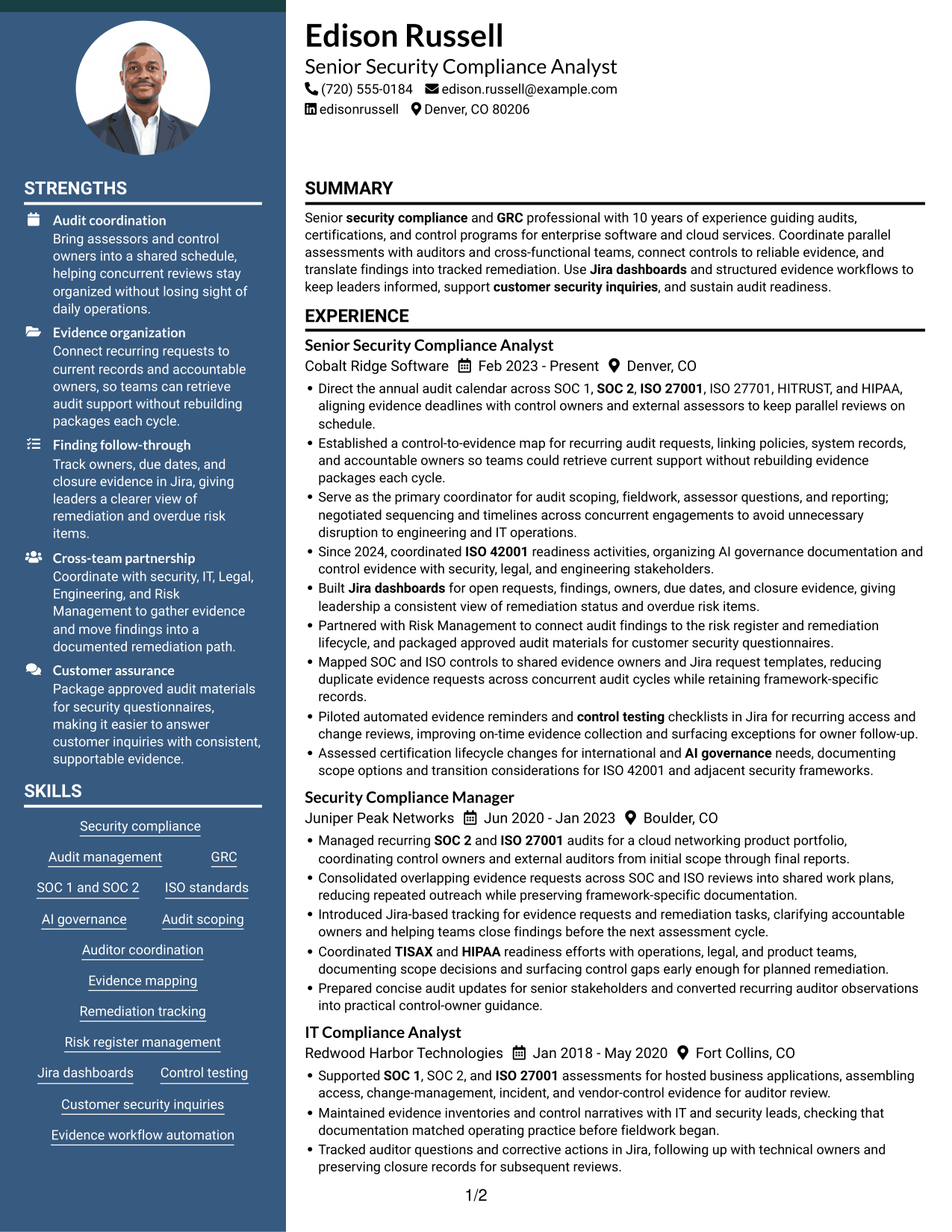 Resume example — page 1