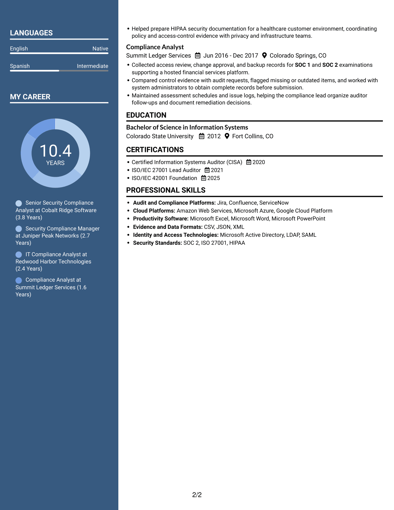 Resume example — page 2