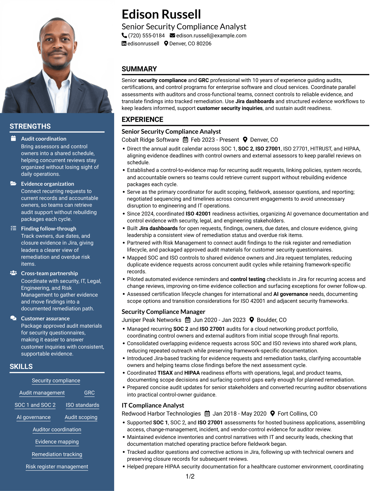Resume example — page 1