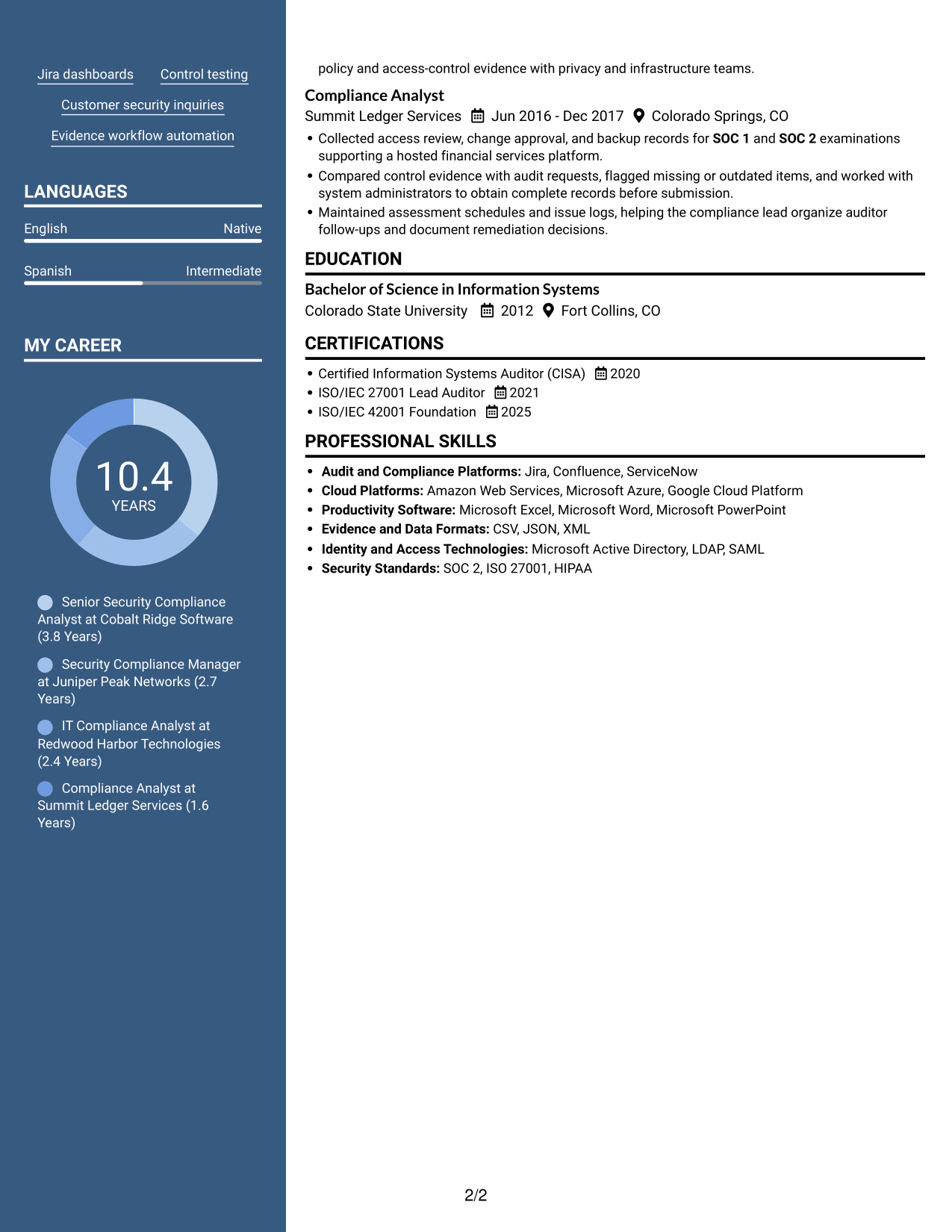 Resume example — page 2