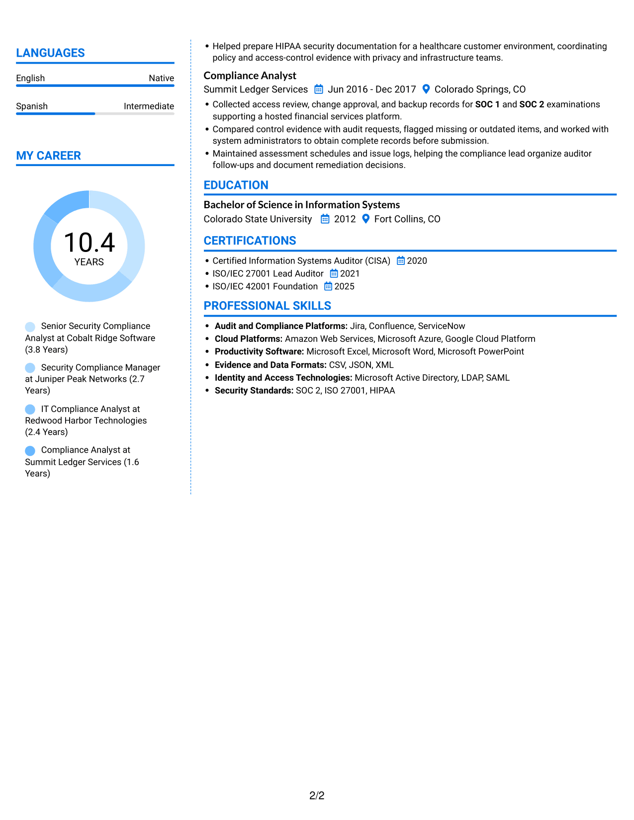 Resume example — page 2