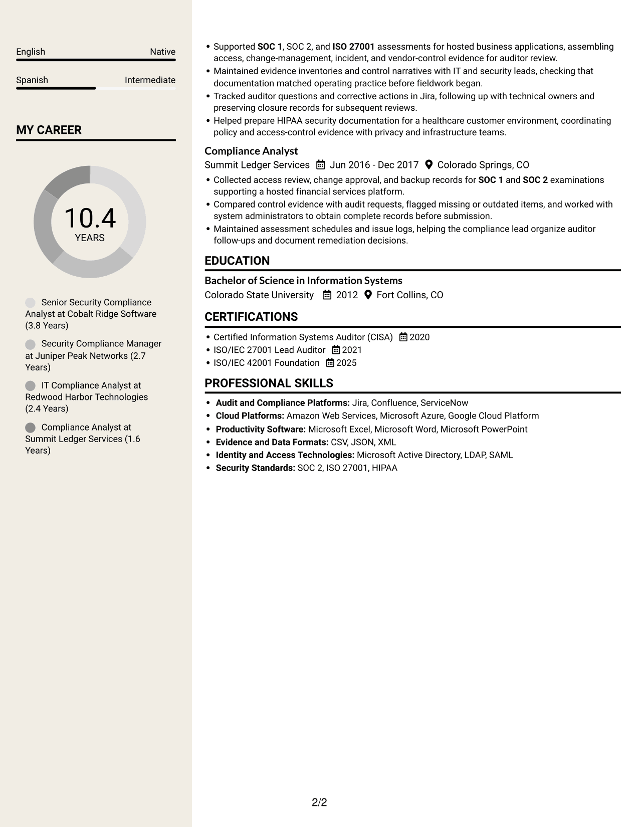 Resume example — page 2