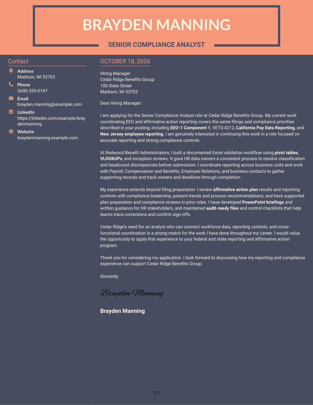 Cover letter example — page 1