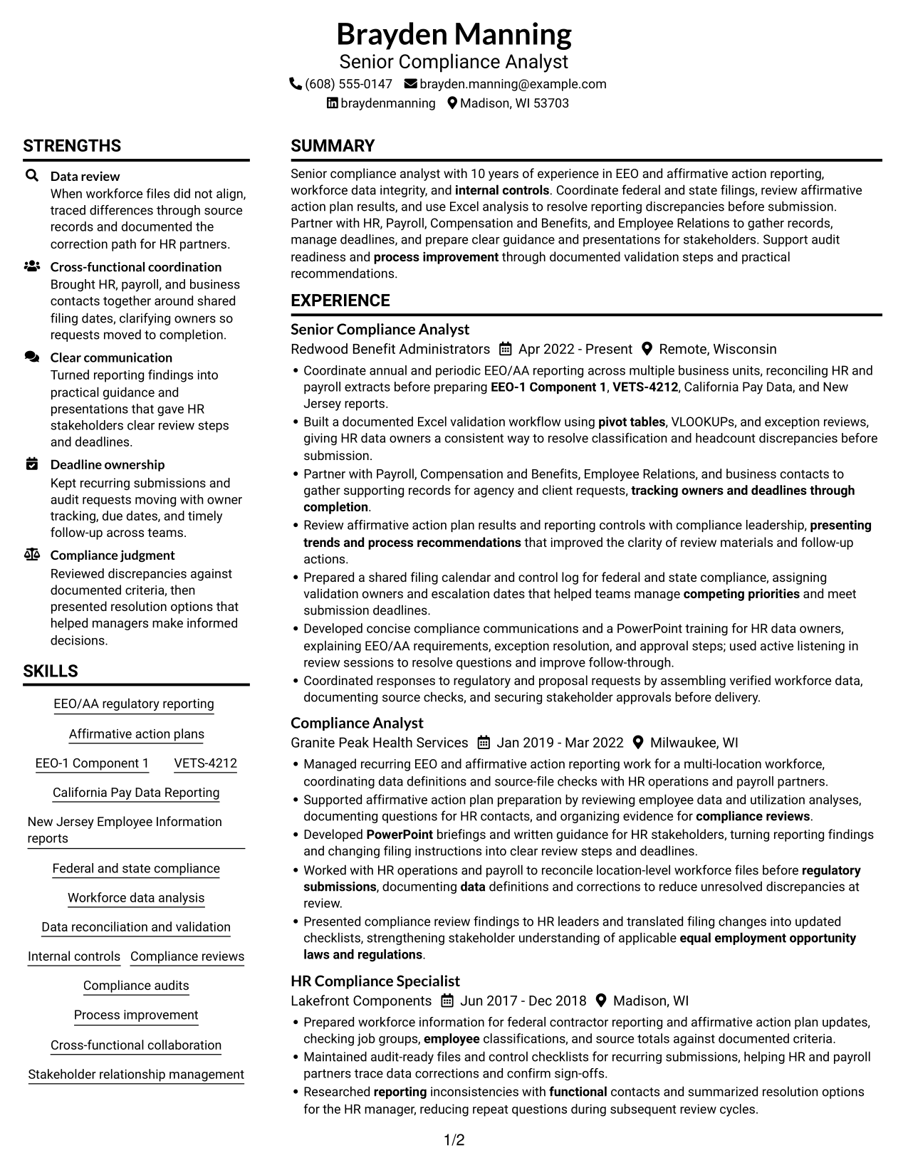 Resume example — page 1