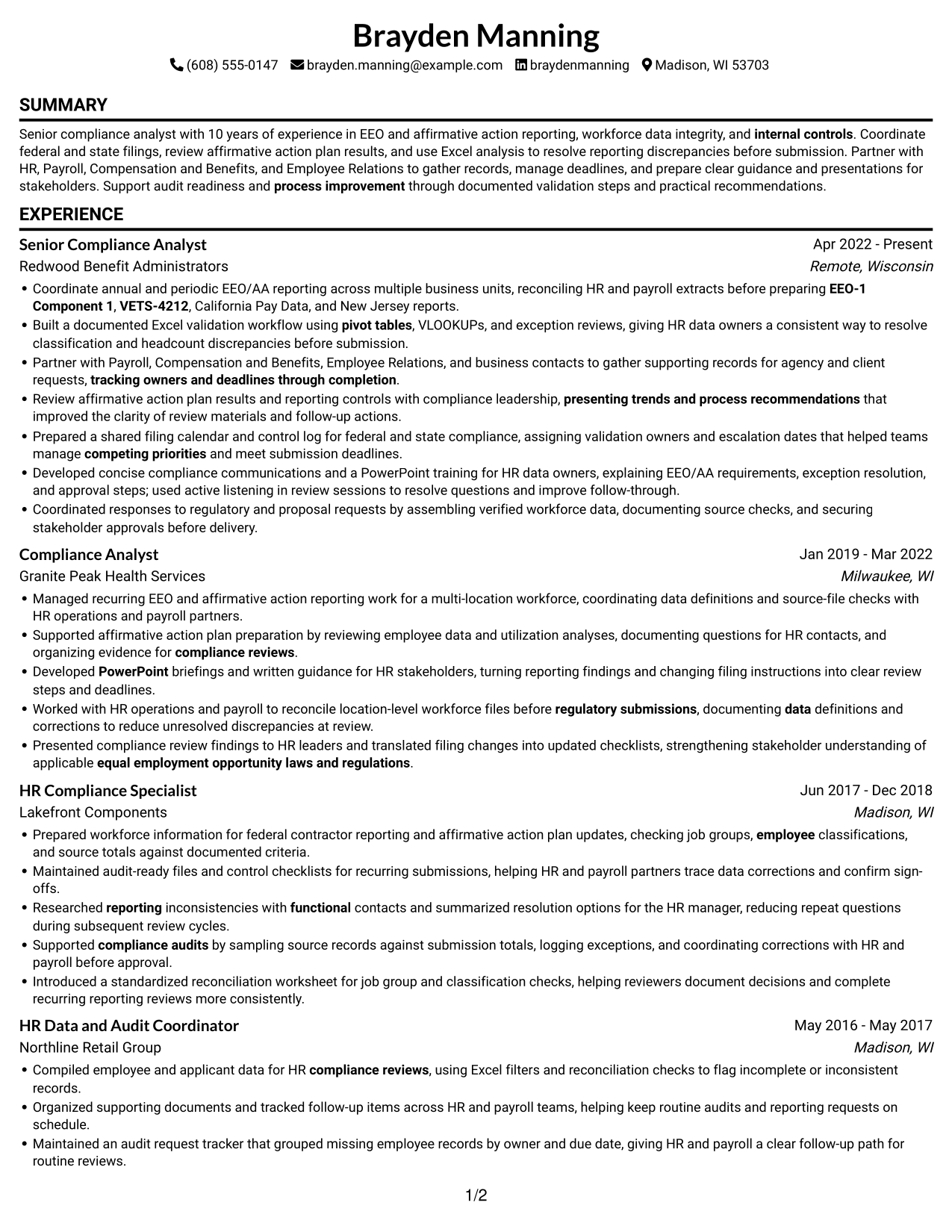 Resume example — page 1