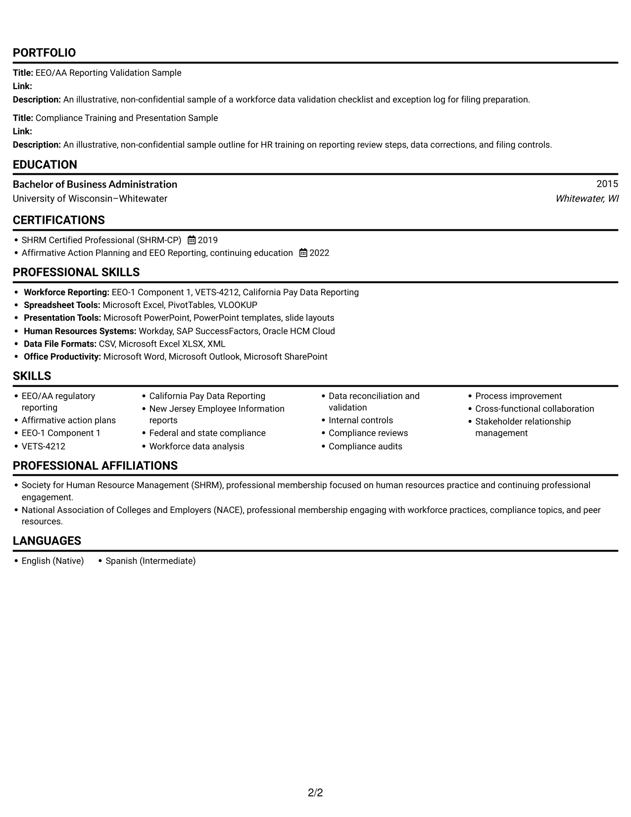 Resume example — page 2