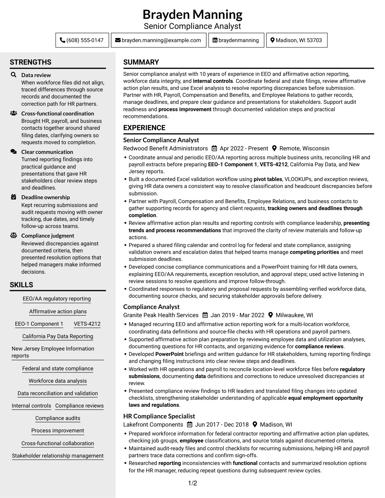 Resume example — page 1