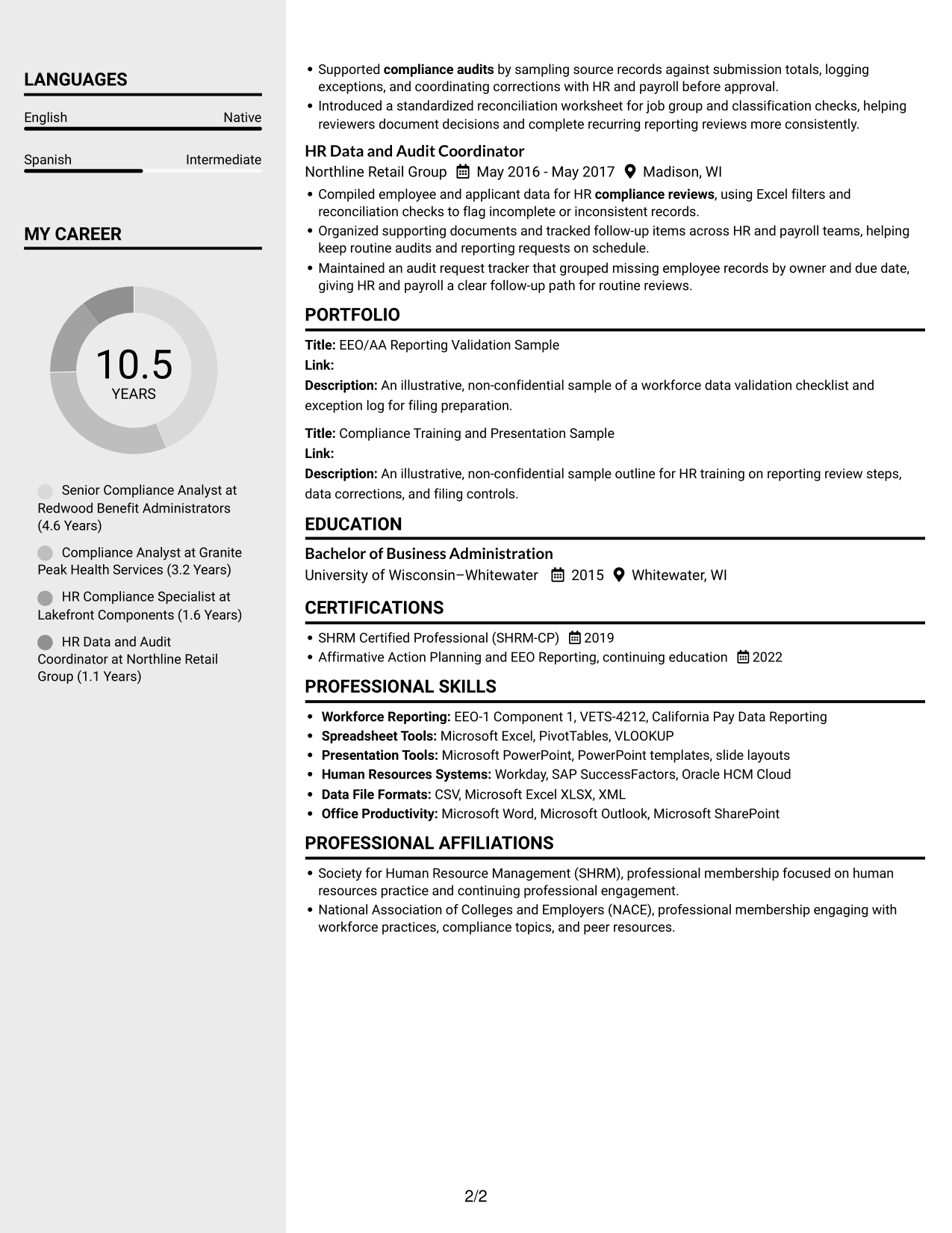 Resume example — page 2