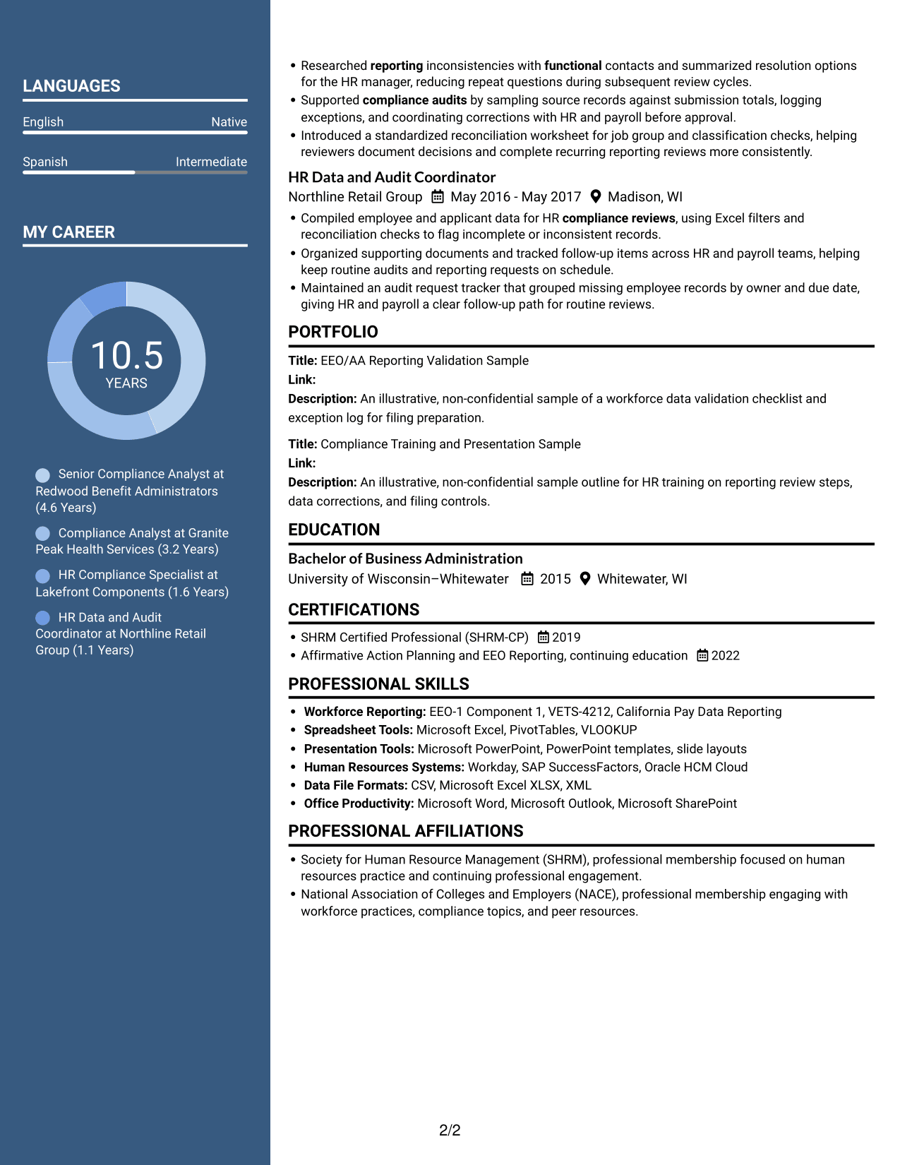 Resume example — page 2