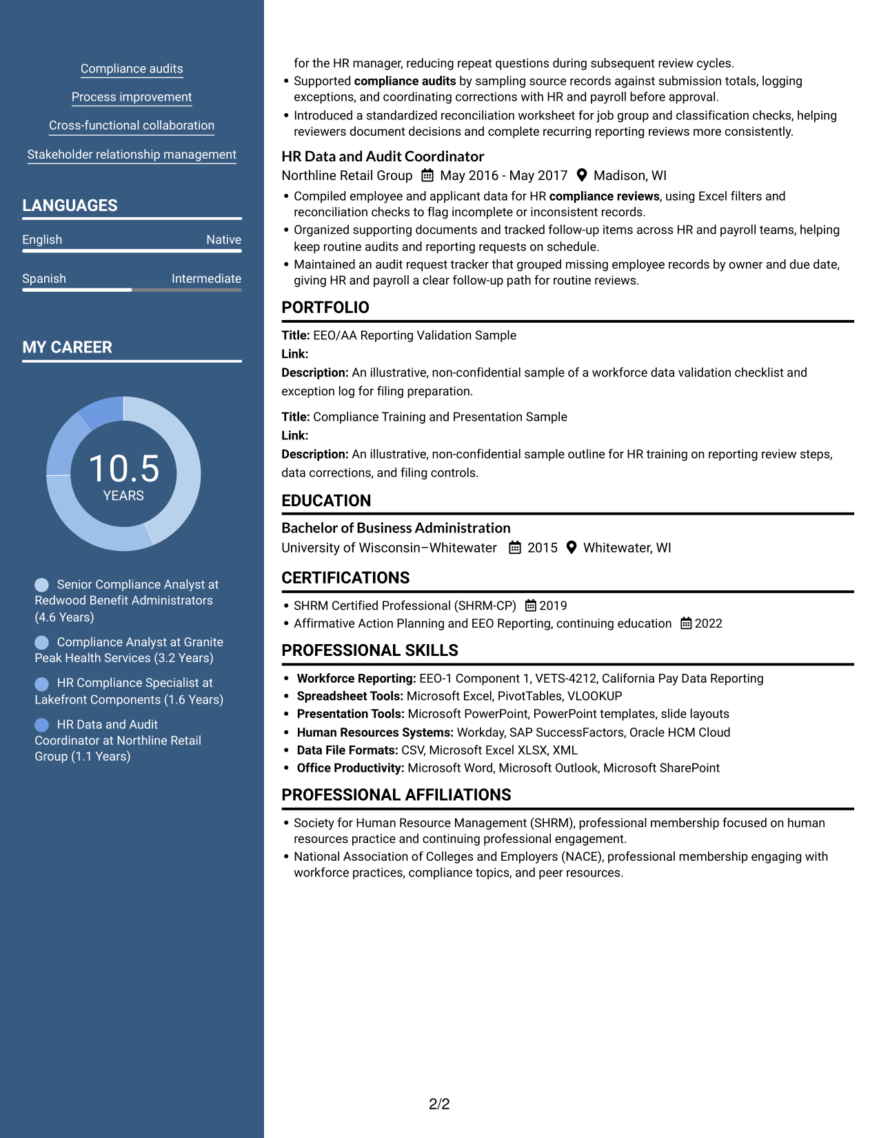 Resume example — page 2