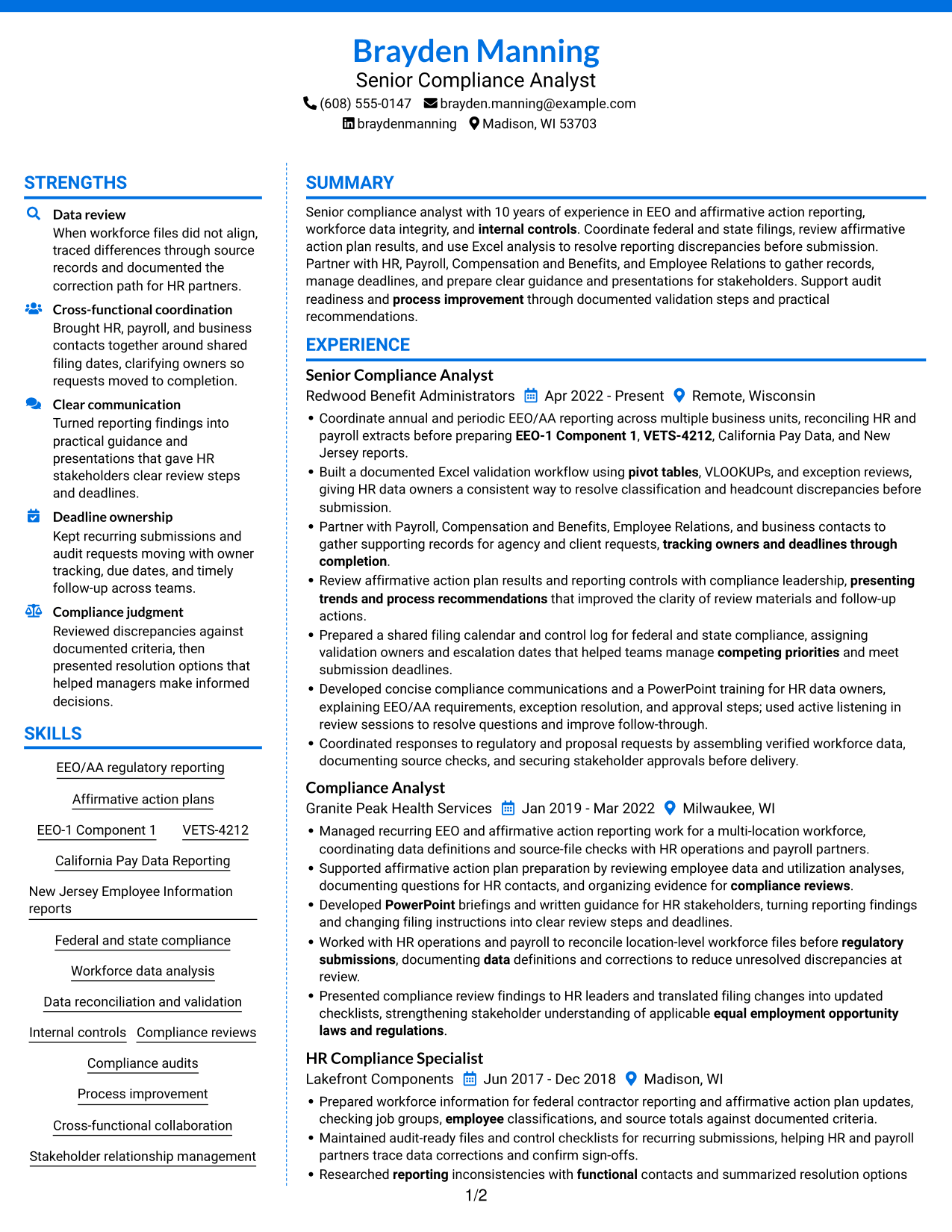 Resume example — page 1