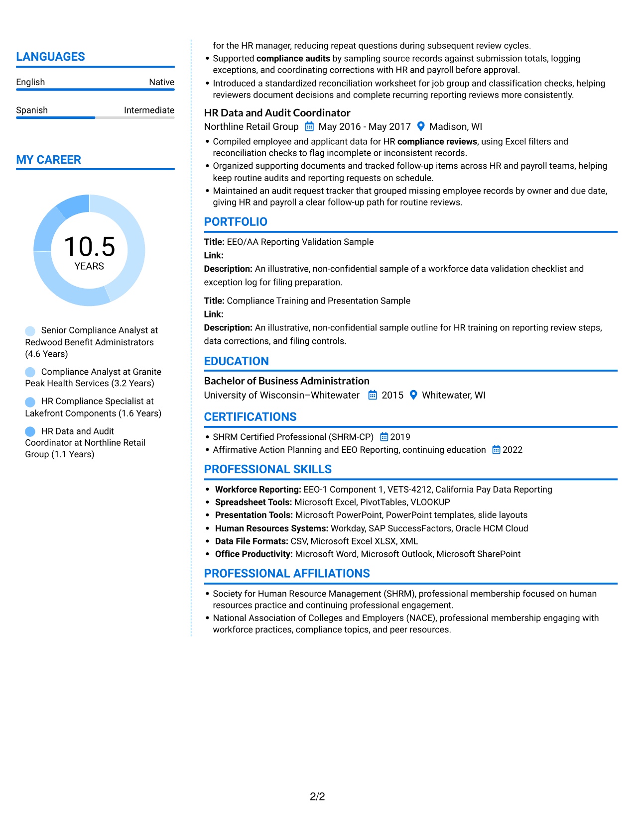 Resume example — page 2