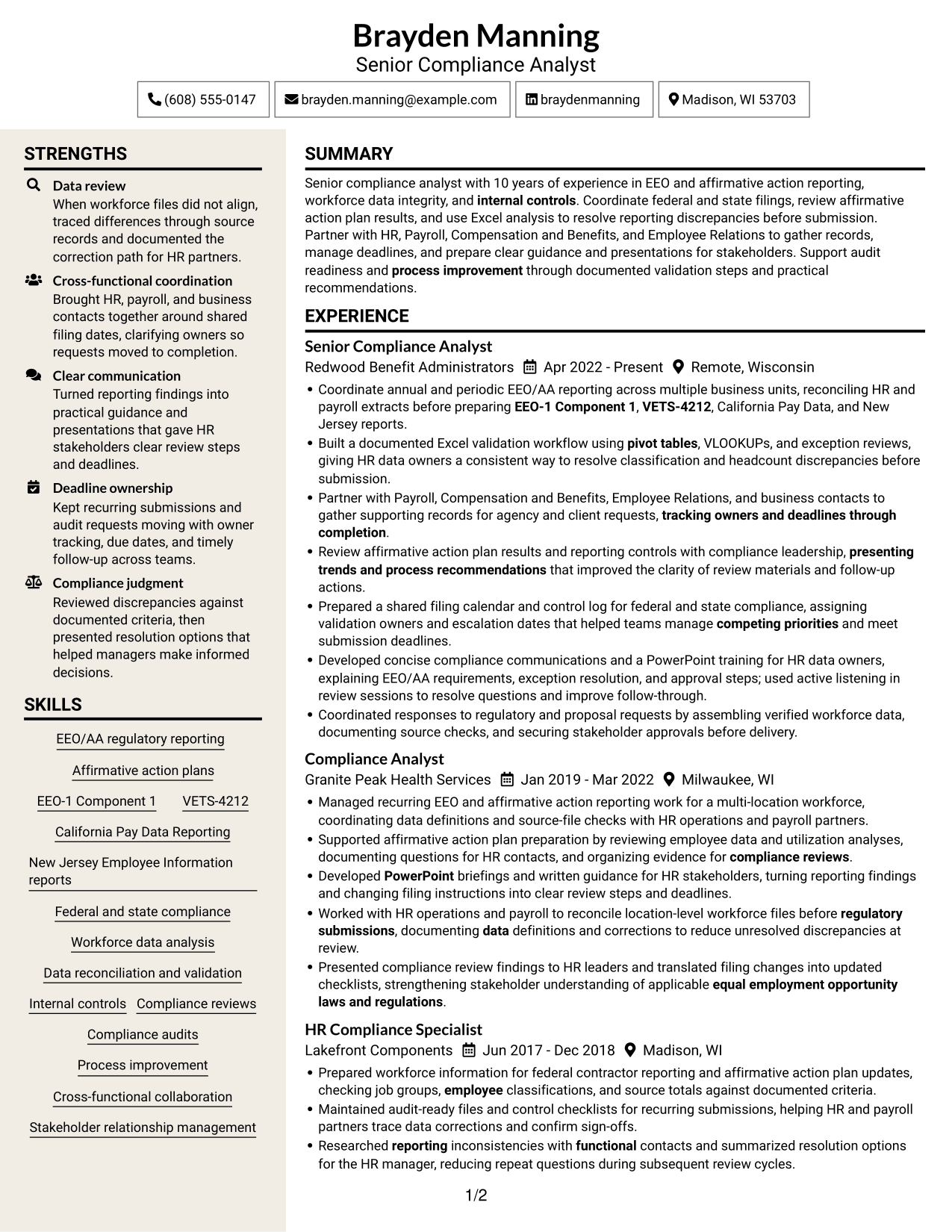 Resume example — page 1