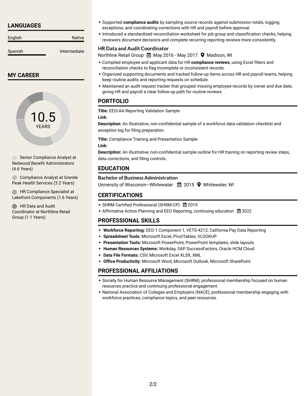 Resume example — page 2