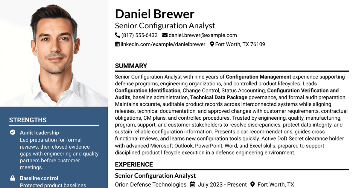 7 Senior Configuration Analyst Resume Templates with Example