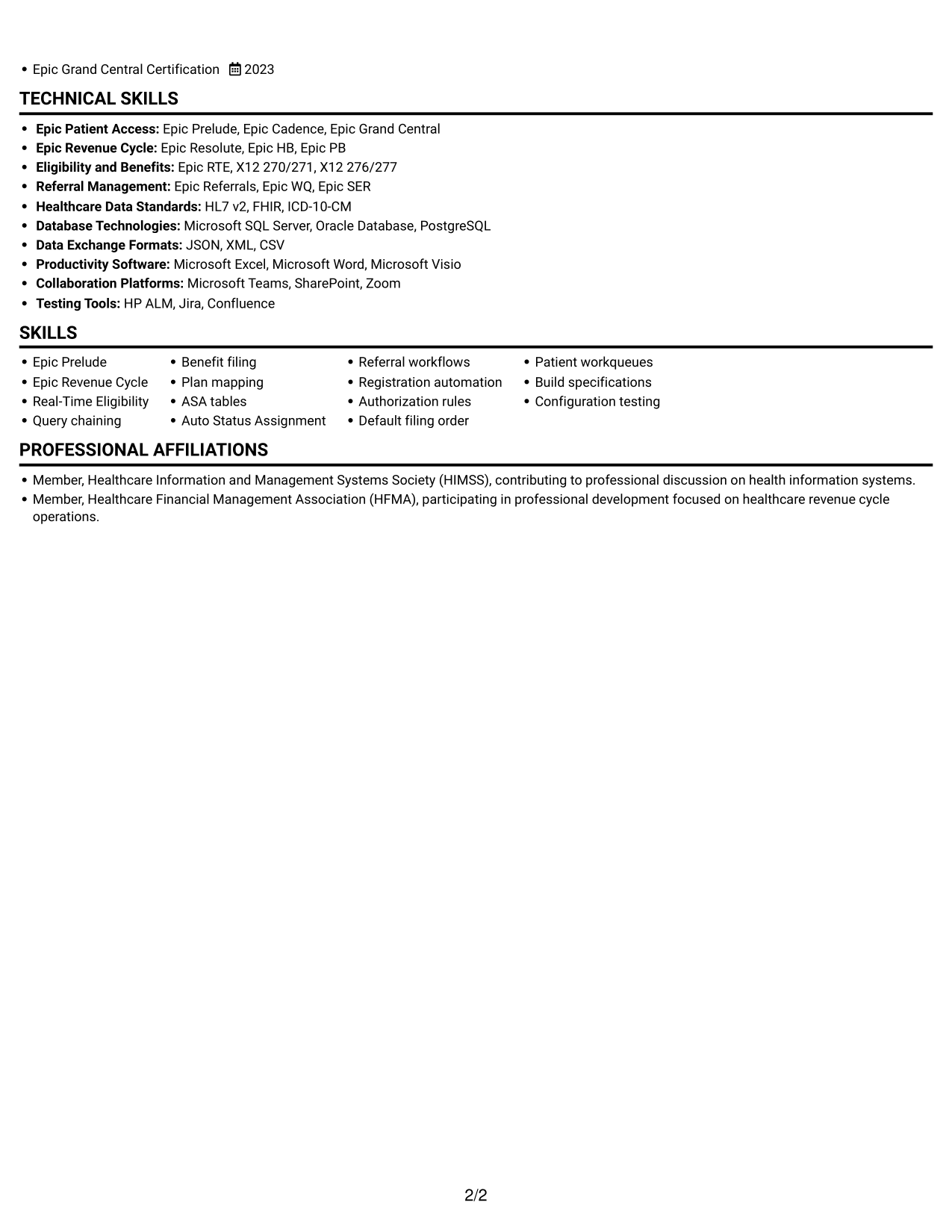 Resume example — page 2