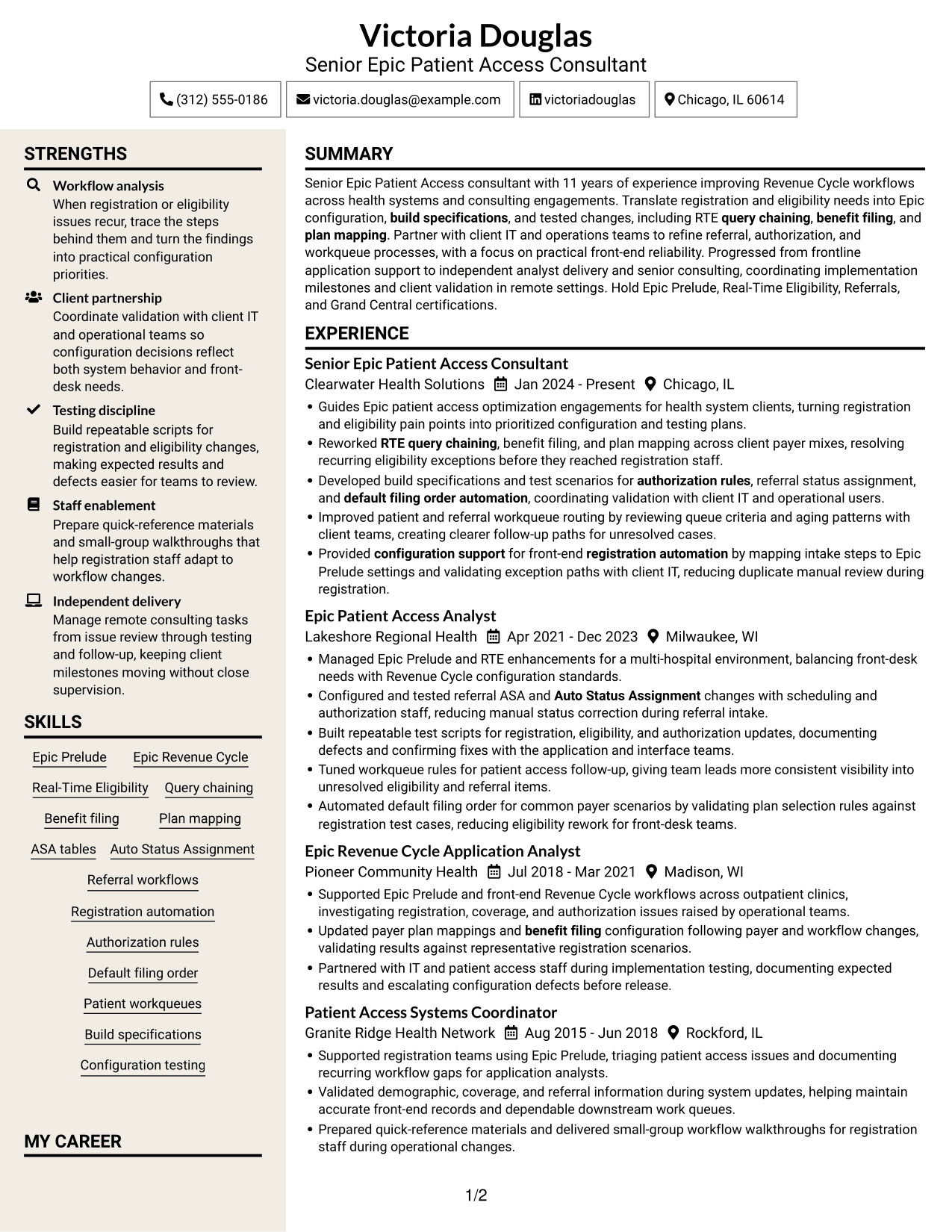Resume example — page 1