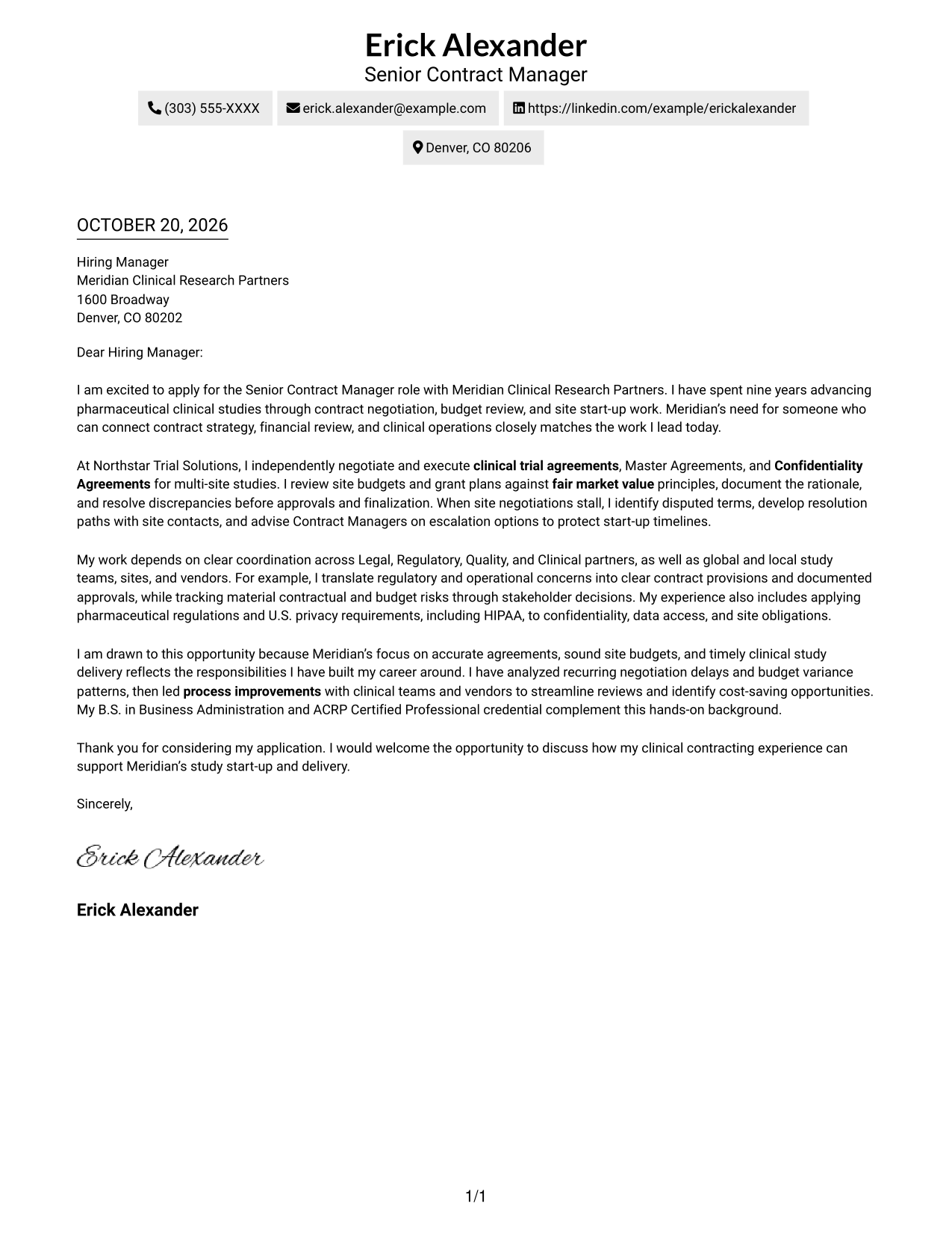Cover letter example — page 1
