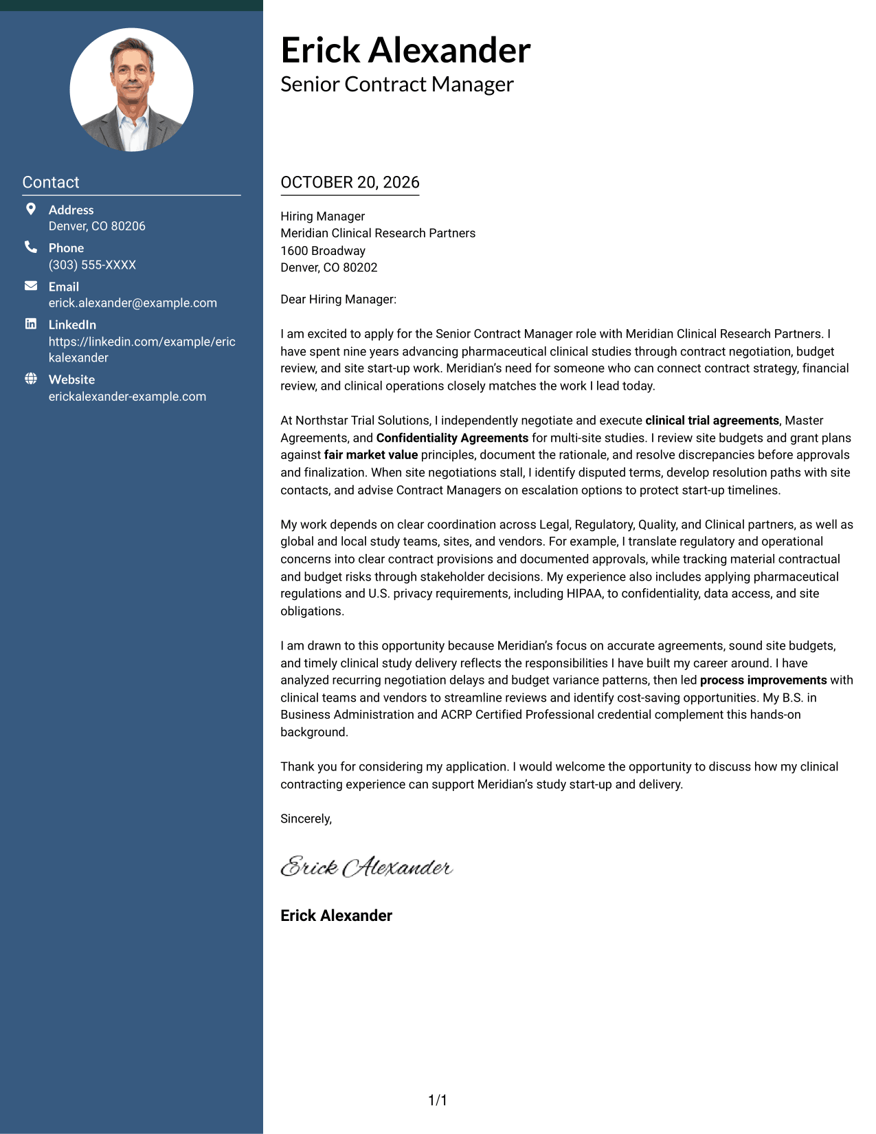Cover letter example — page 1