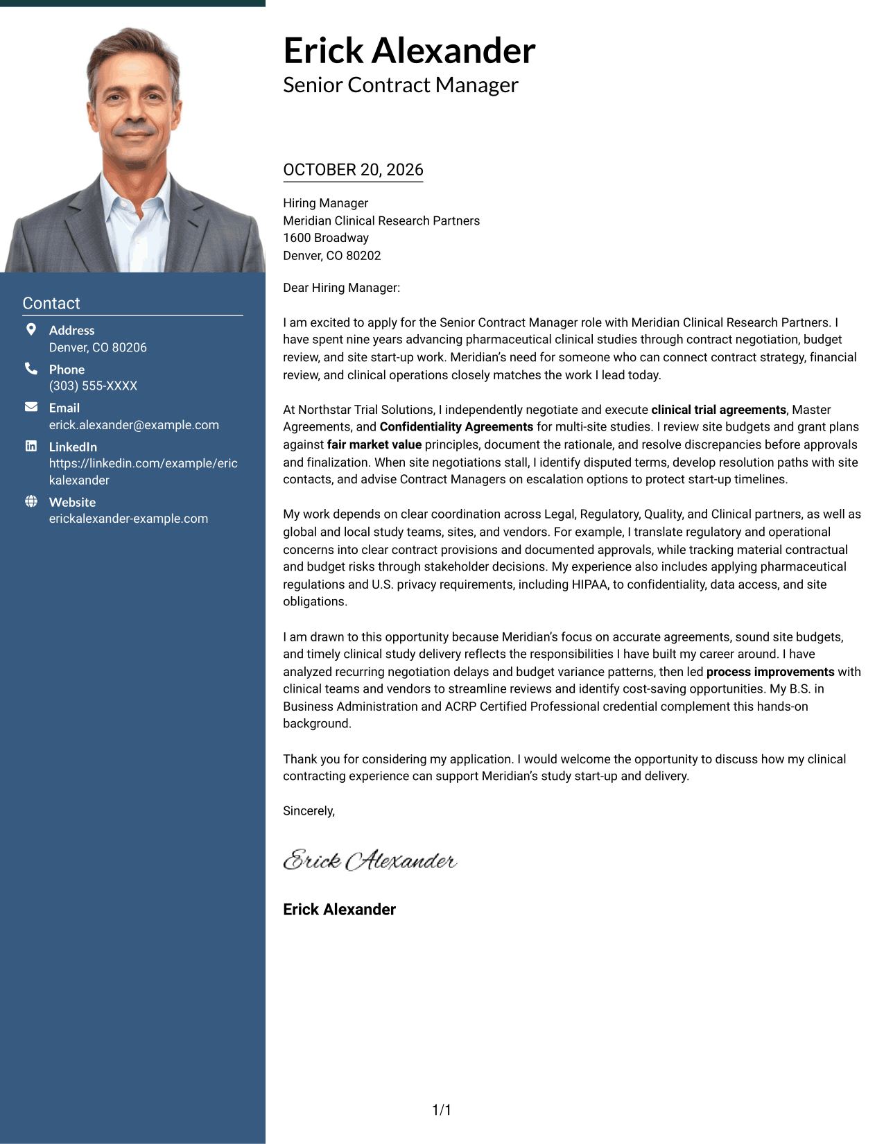 Cover letter example — page 1