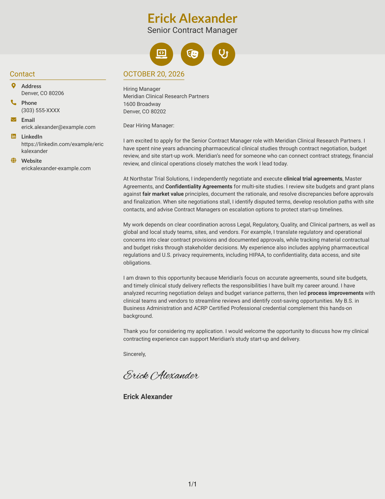 Cover letter example — page 1