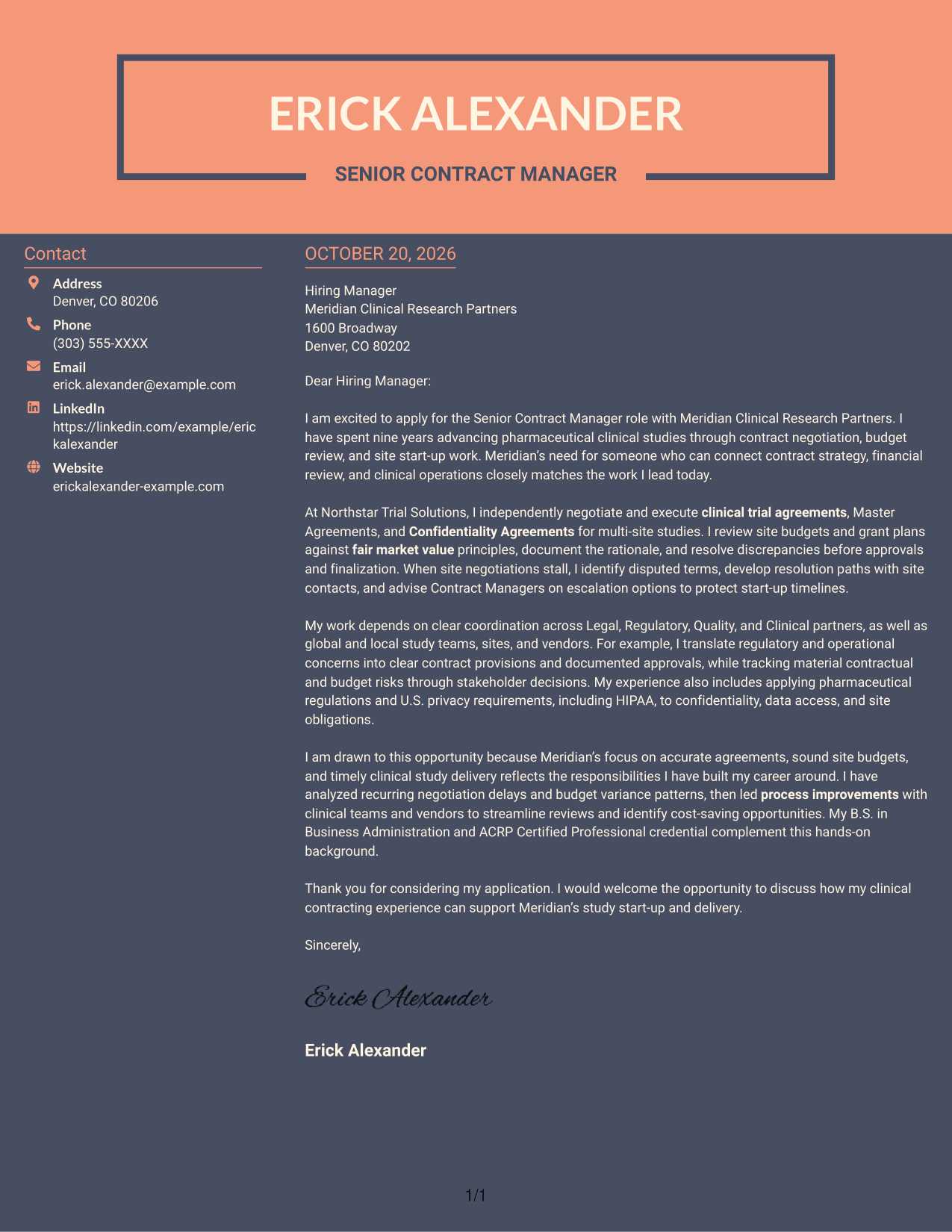 Cover letter example — page 1