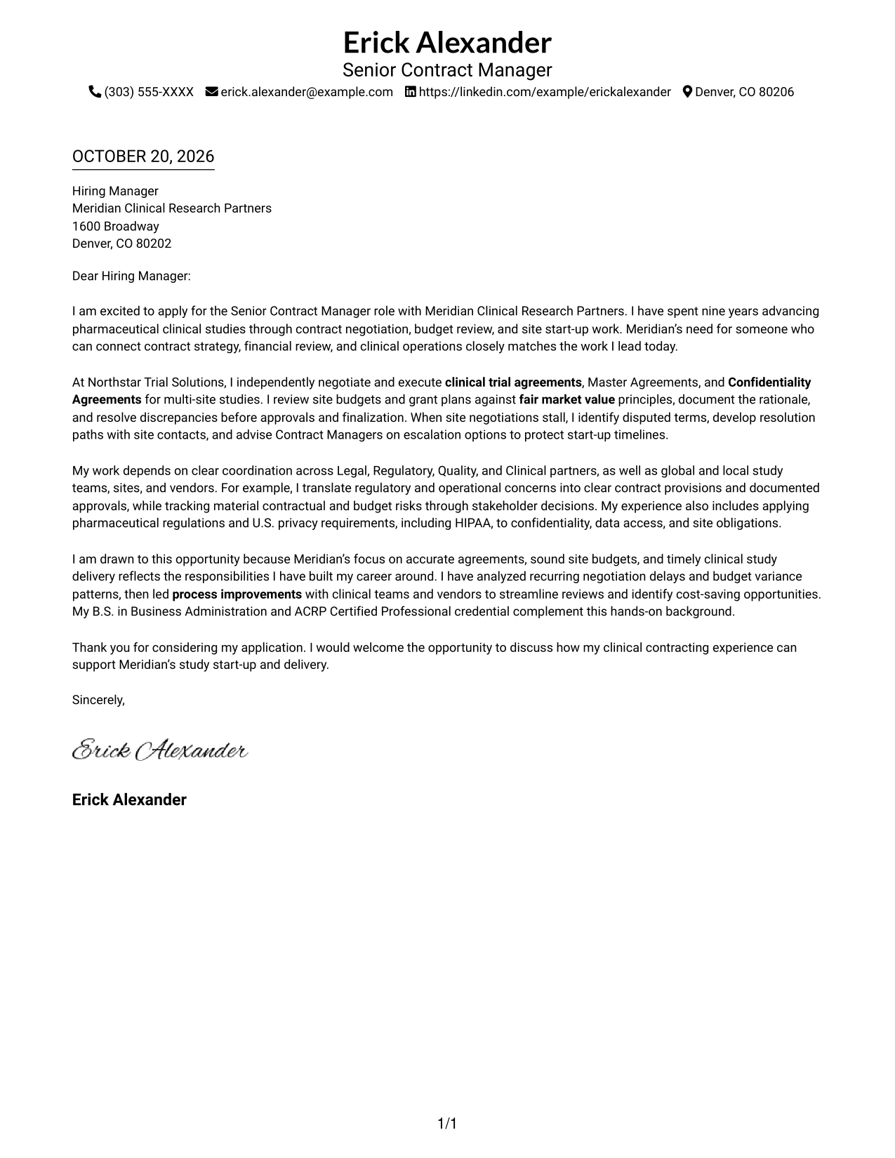 Cover letter example — page 1