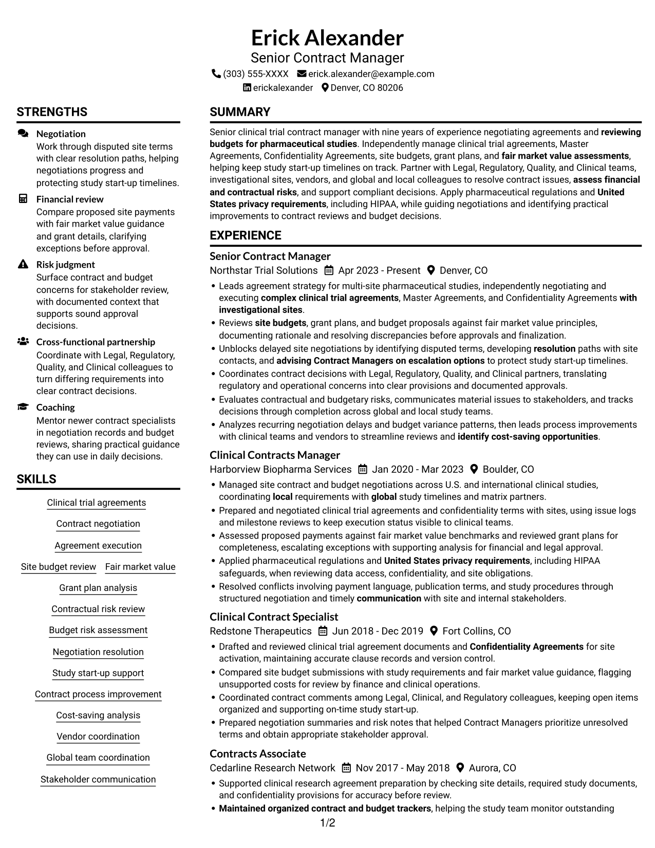 Resume example — page 1