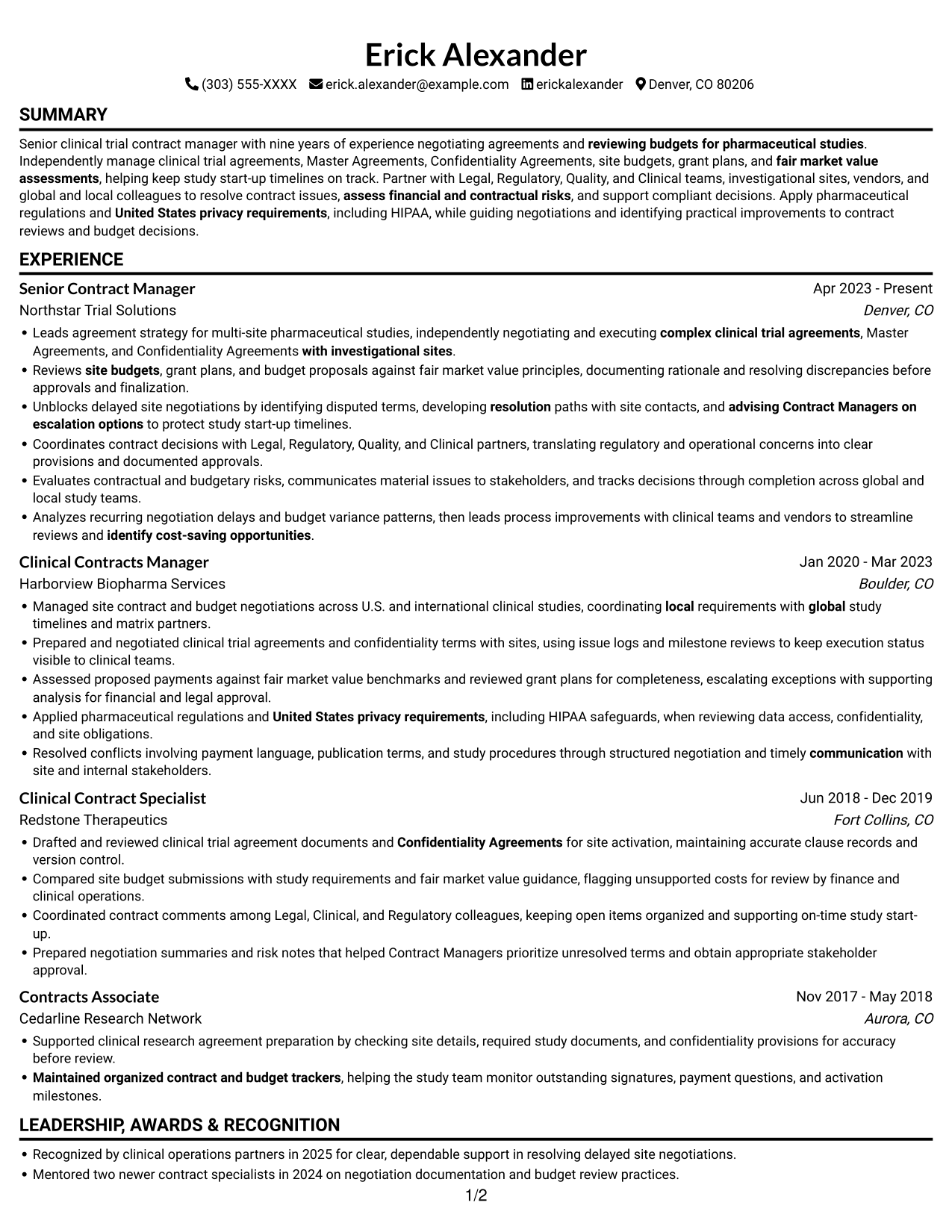 Resume example — page 1