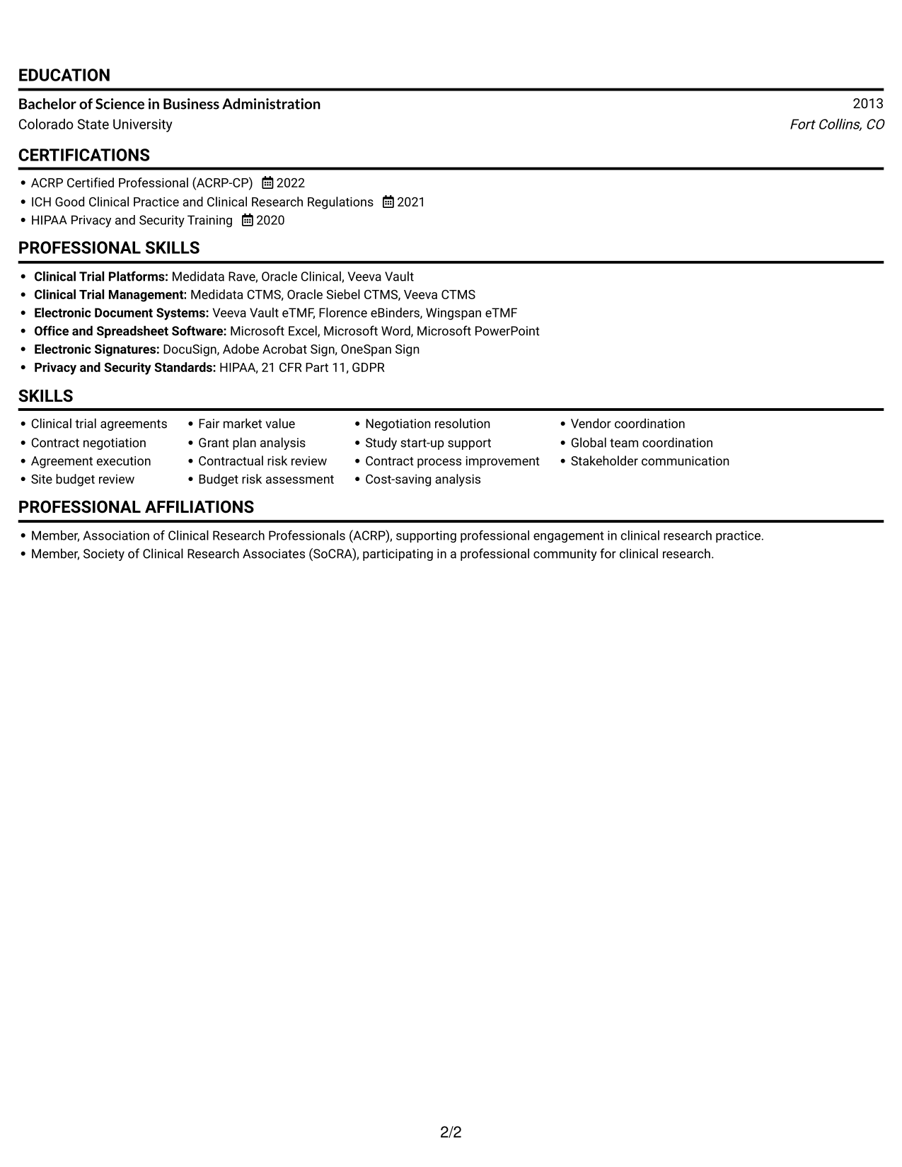 Resume example — page 2
