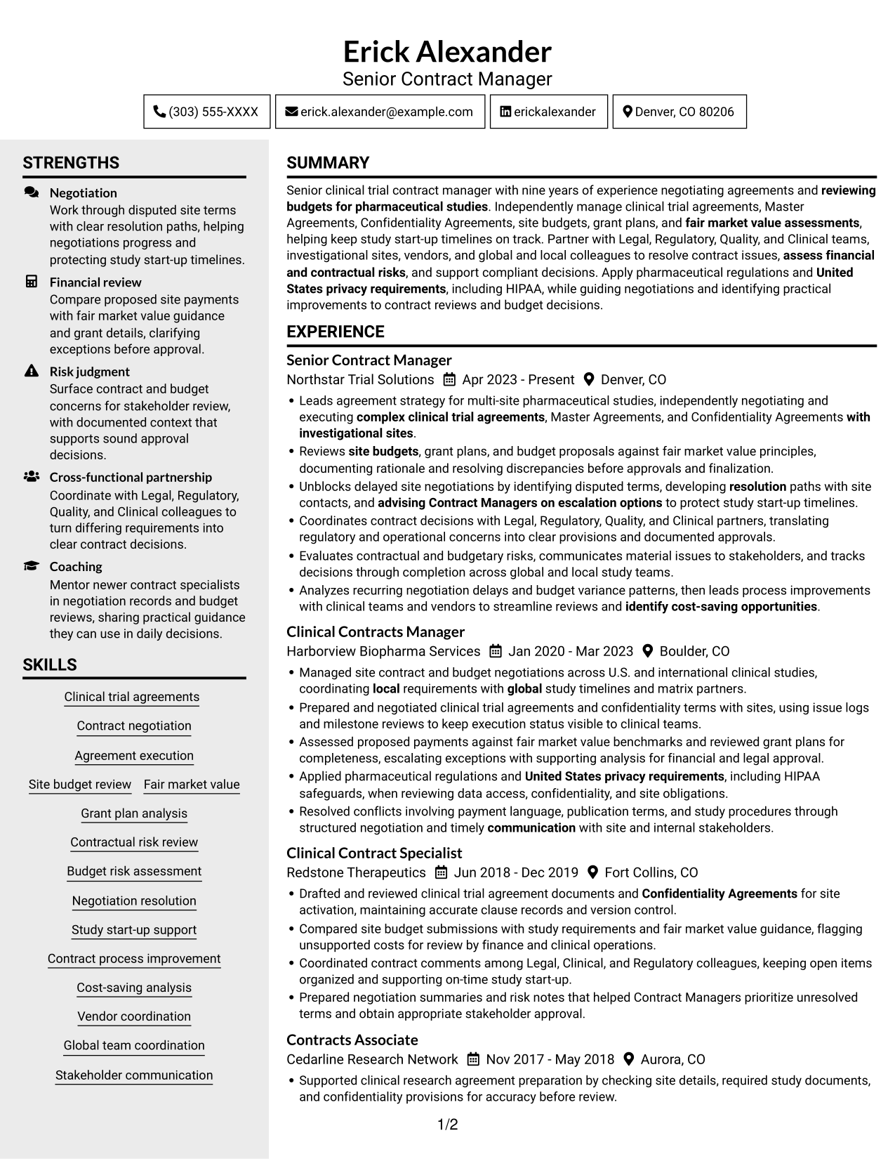 Resume example — page 1