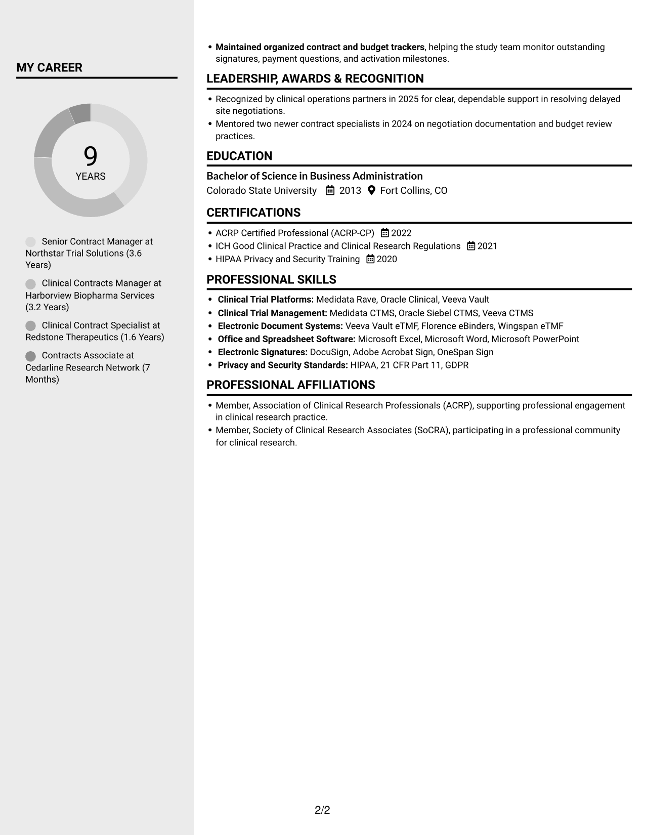 Resume example — page 2