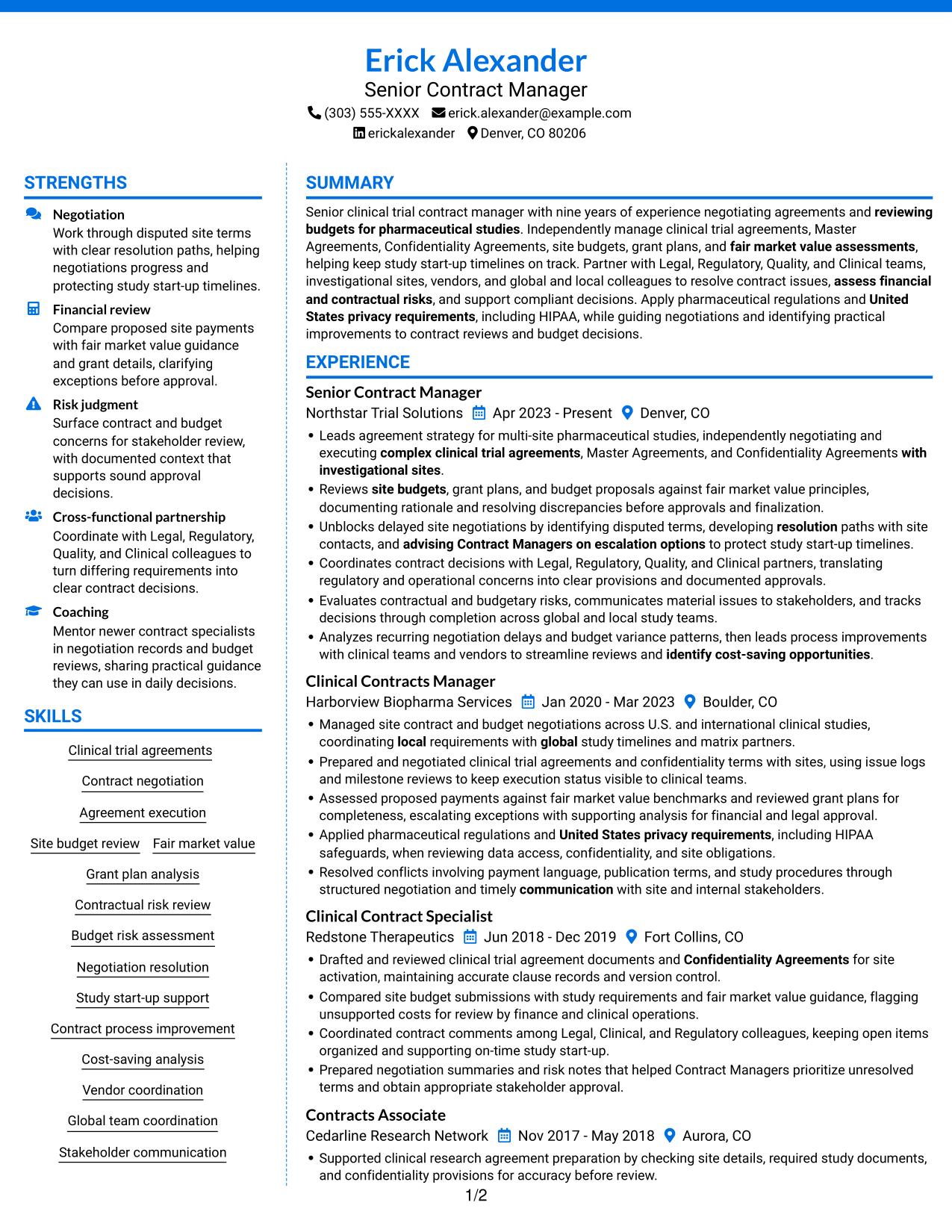Resume example — page 1